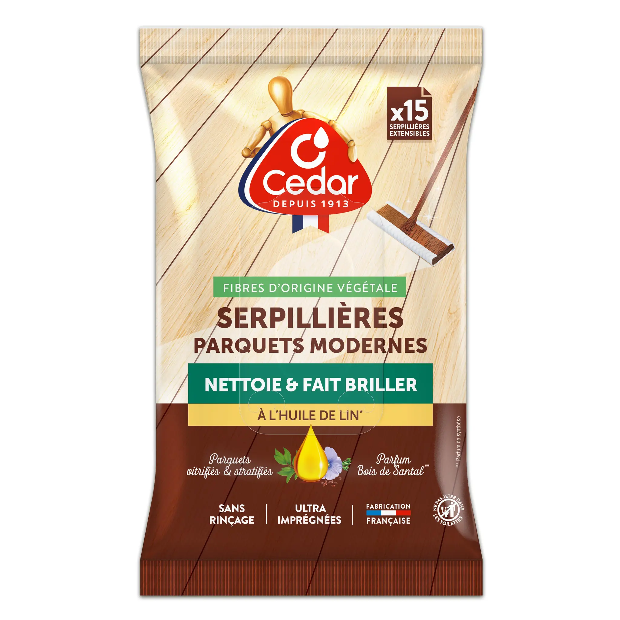 O'CEDAR Serpillères pour parquets modernes huile de lin