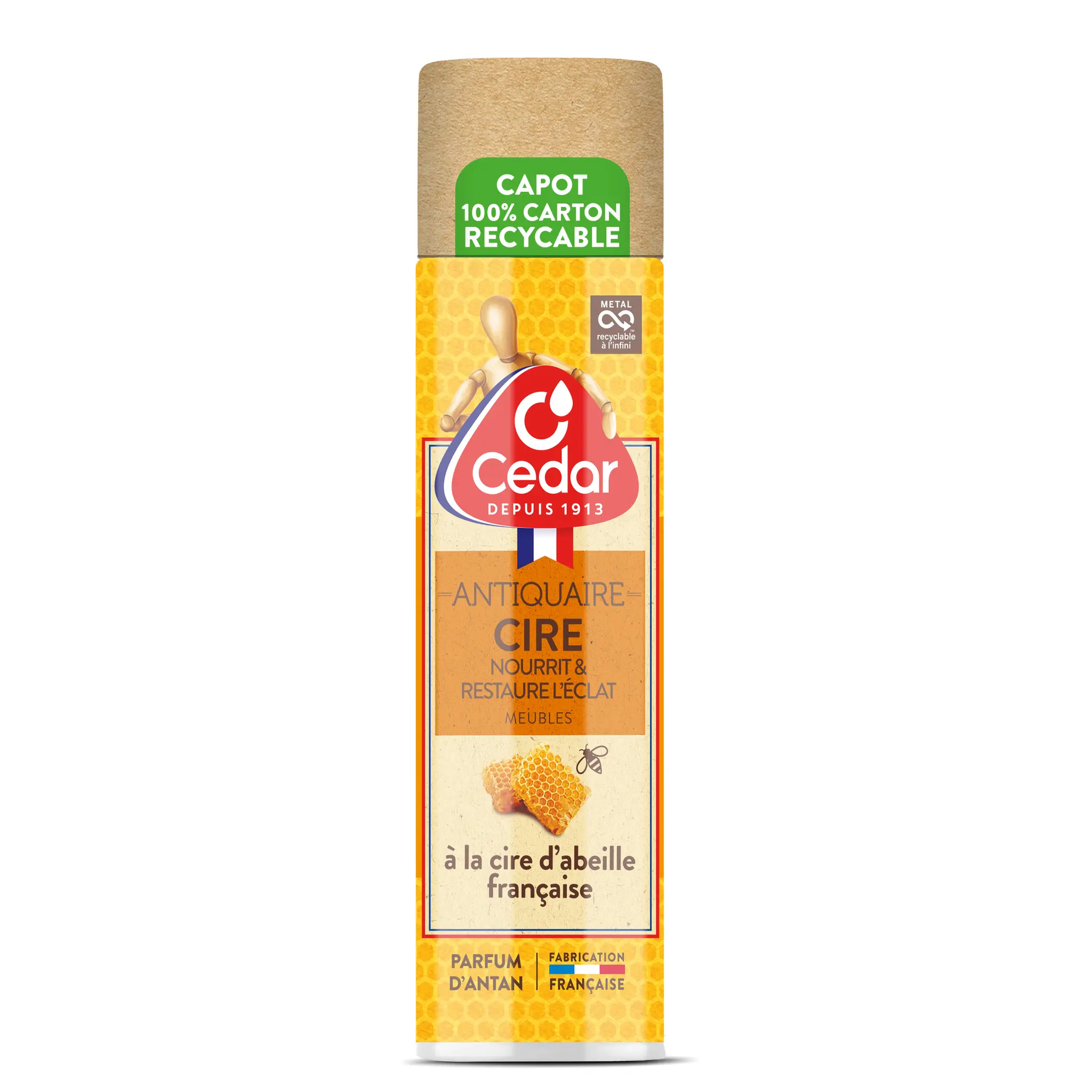 O'CEDAR Spray antiquaire cire à la cire d'abeille pour meubles parfum d'antan