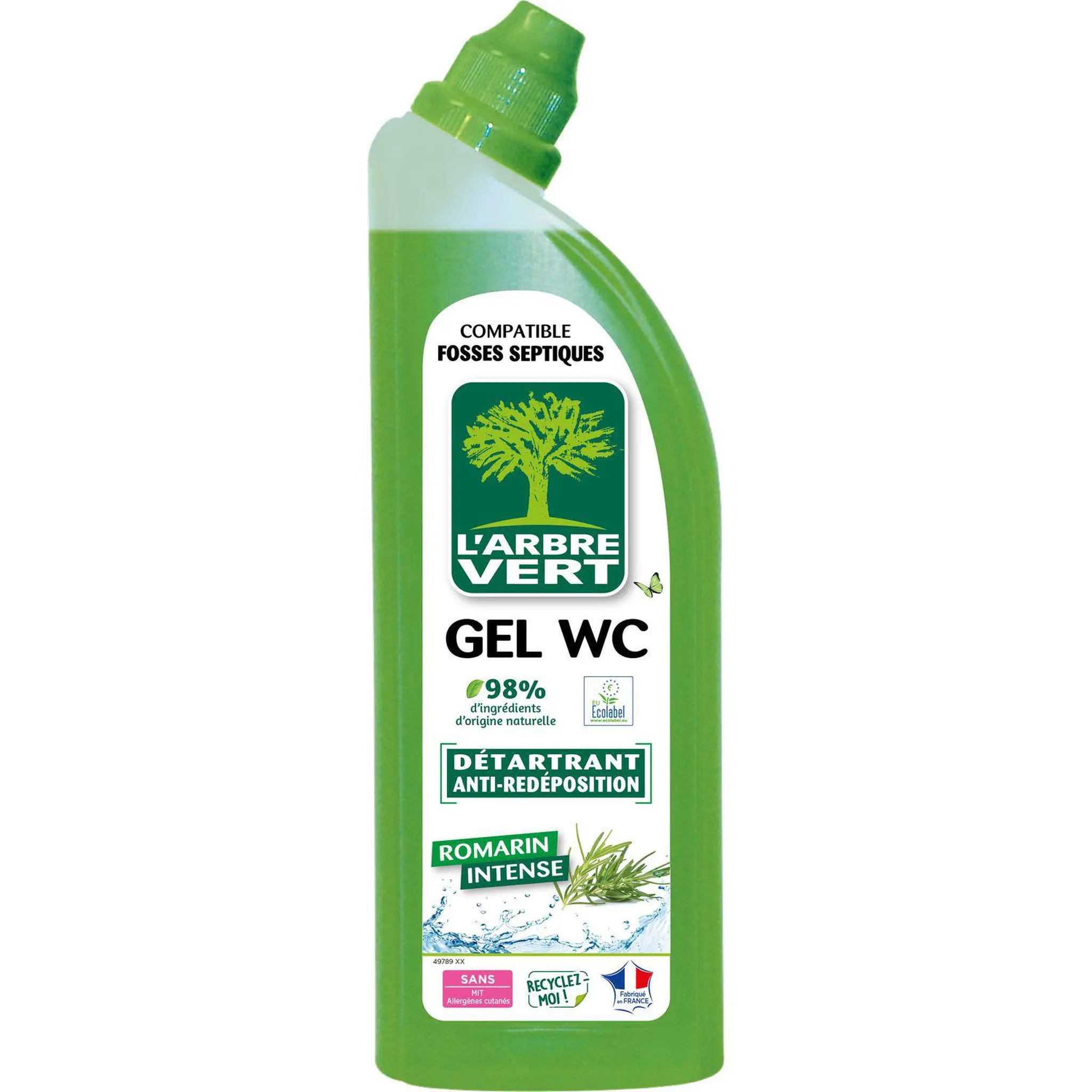 L'ARBRE VERT Gel WC détartrant anti-redéposition romarin intense