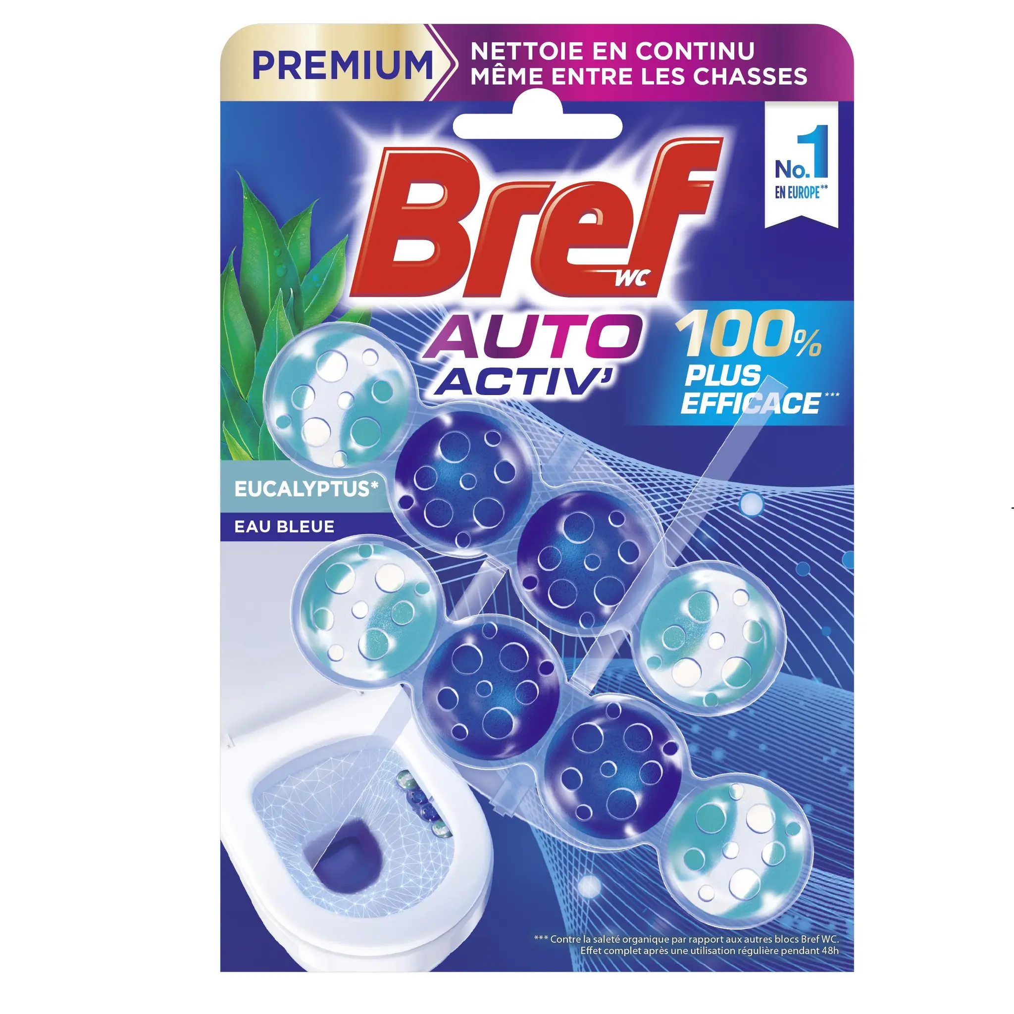 BREF Auto activ bloc wc nettoyant eucalyptus