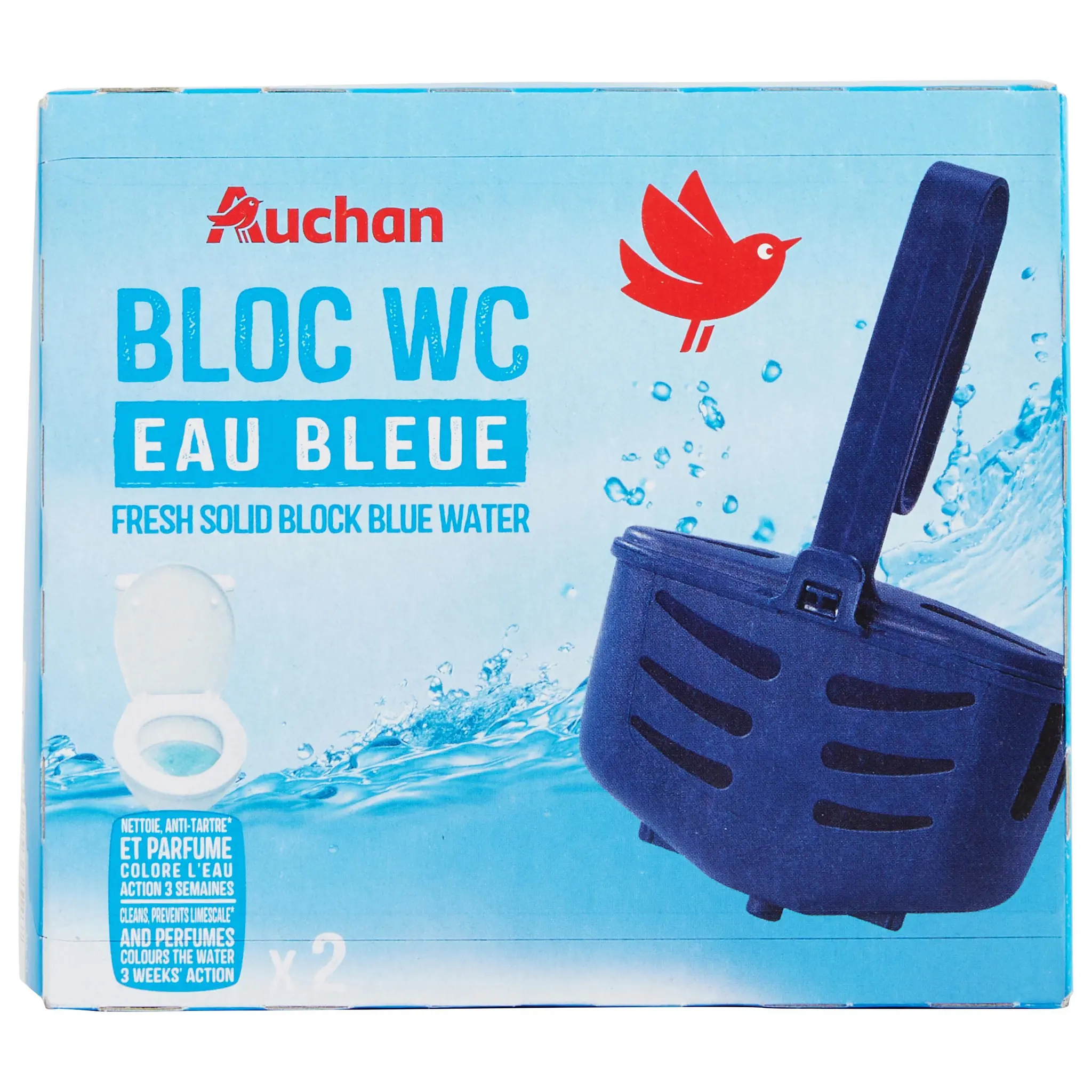 AUCHAN Bloc WC solide eau bleue