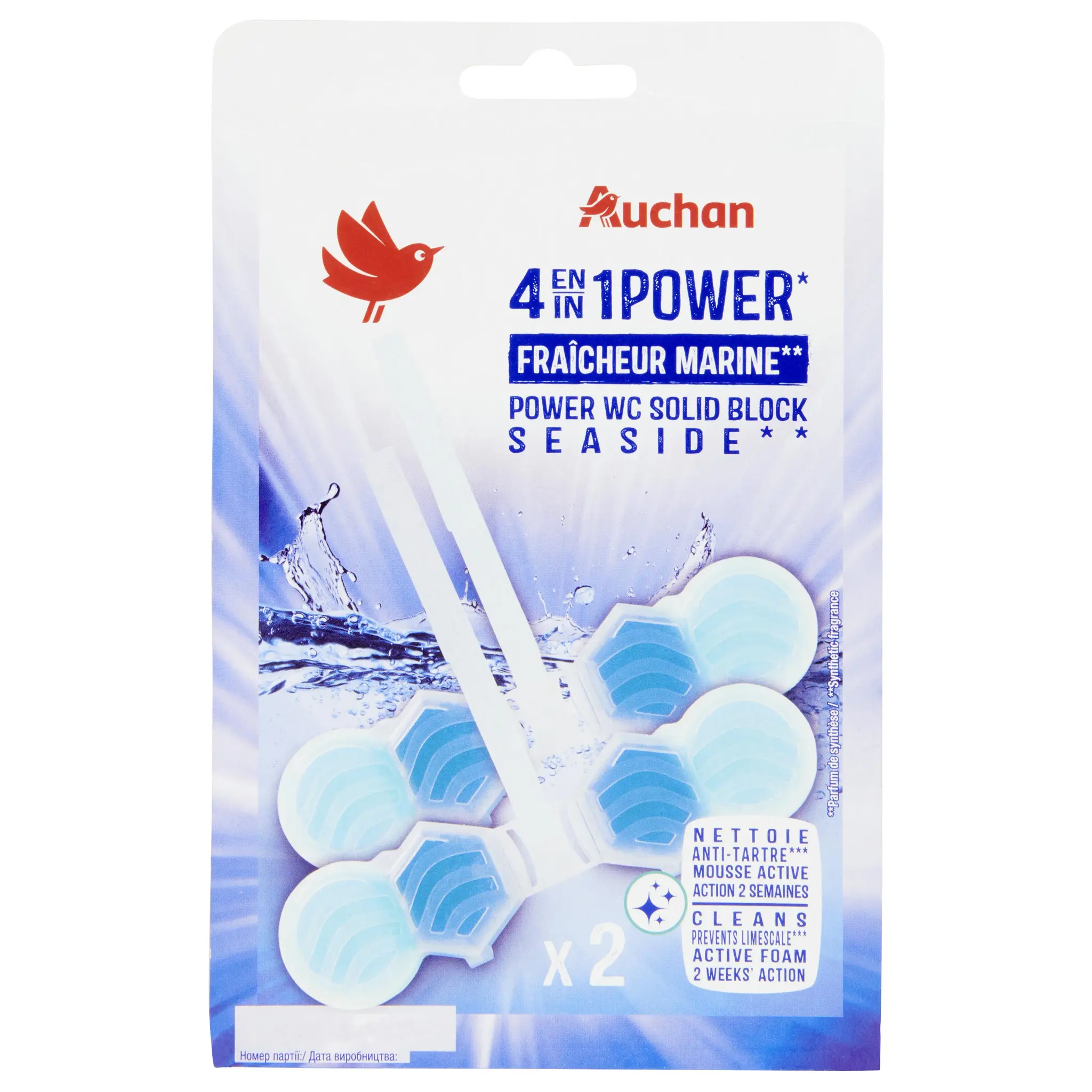 AUCHAN Bloc WC 4 en 1 power fraîcheur marine