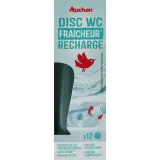 AUCHAN Recharge disc wc fraîcheur neutralise les mauvaises odeurs prévient la formation du tartre