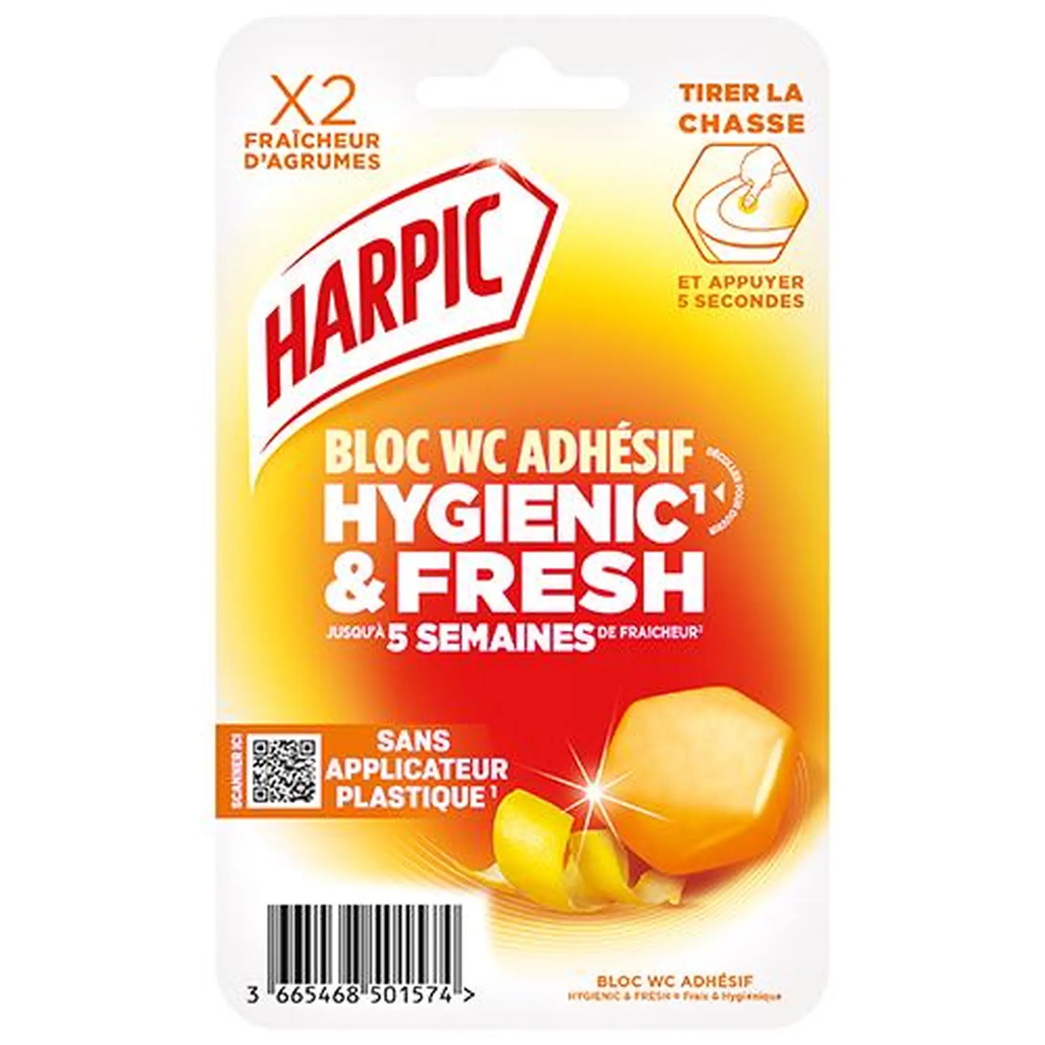 HARPIC Bloc WC adhésif fraîcheur d'agrumes