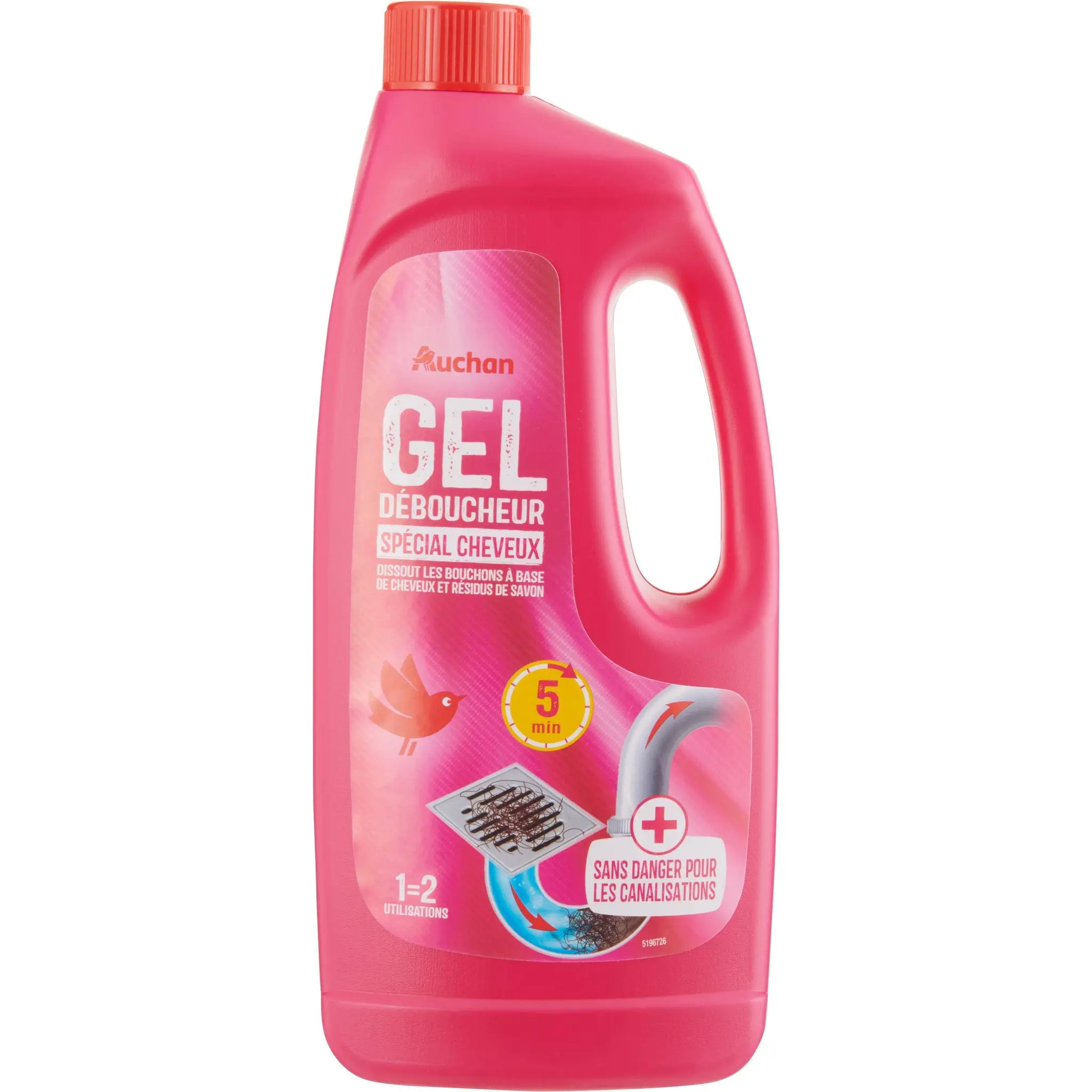 AUCHAN Gel déboucheur canalisations spécial cheveux