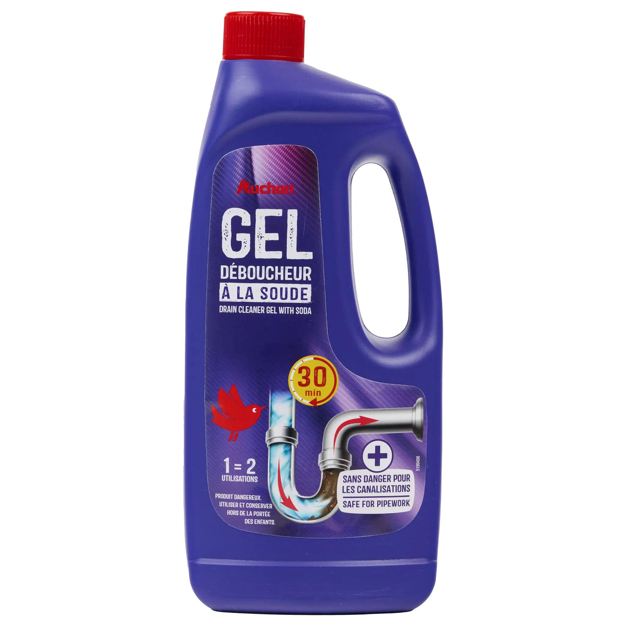 AUCHAN Gel déboucheur à la soude