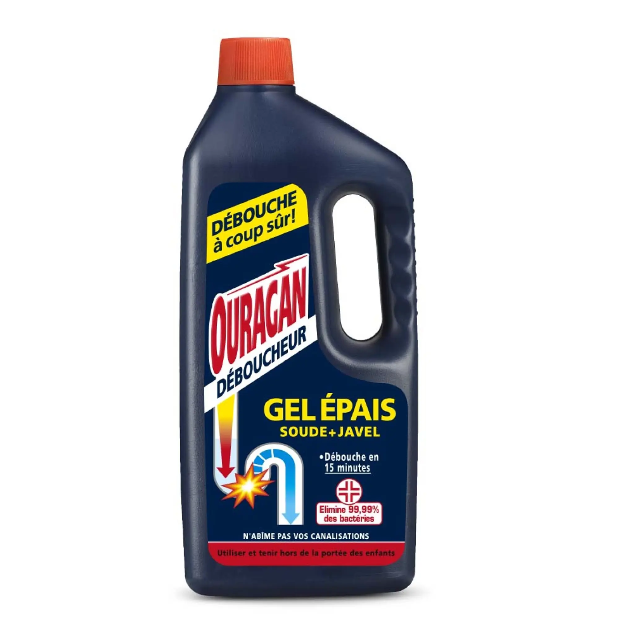OURAGAN Gel déboucheur canalisations avec soude et javel