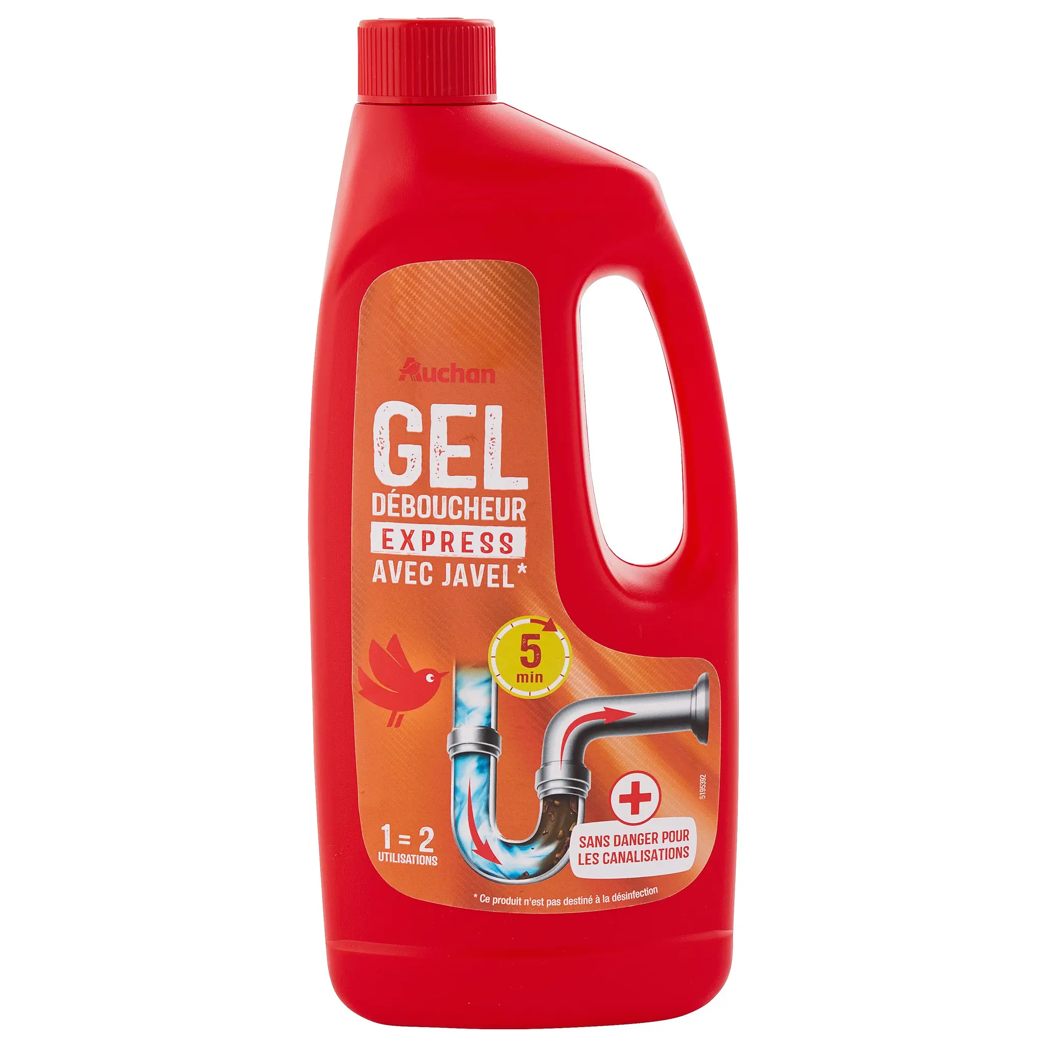 AUCHAN Gel déboucheur canalisations express avec javel