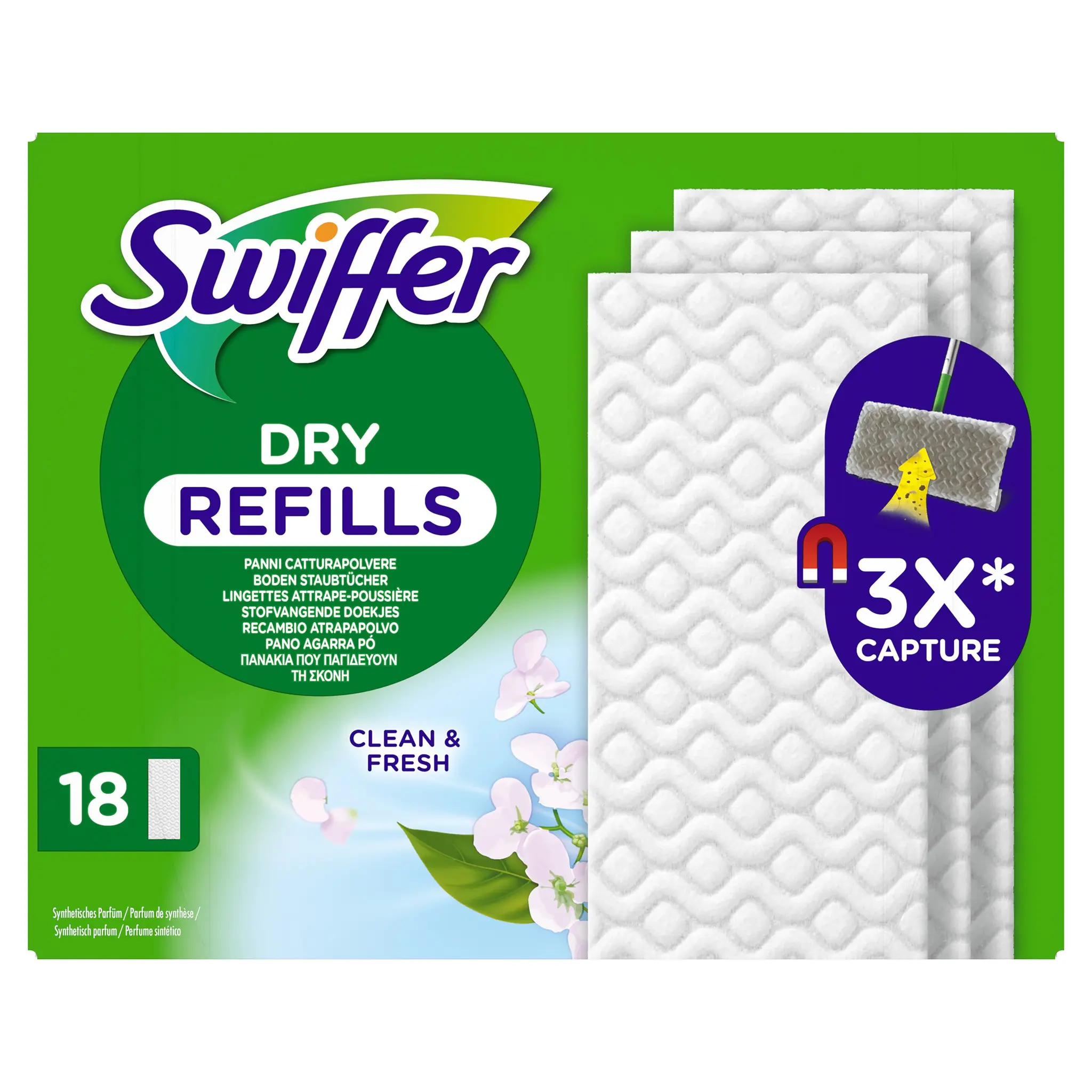 SWIFFER Balai attrape-poussière lingettes sèches parfum febreze