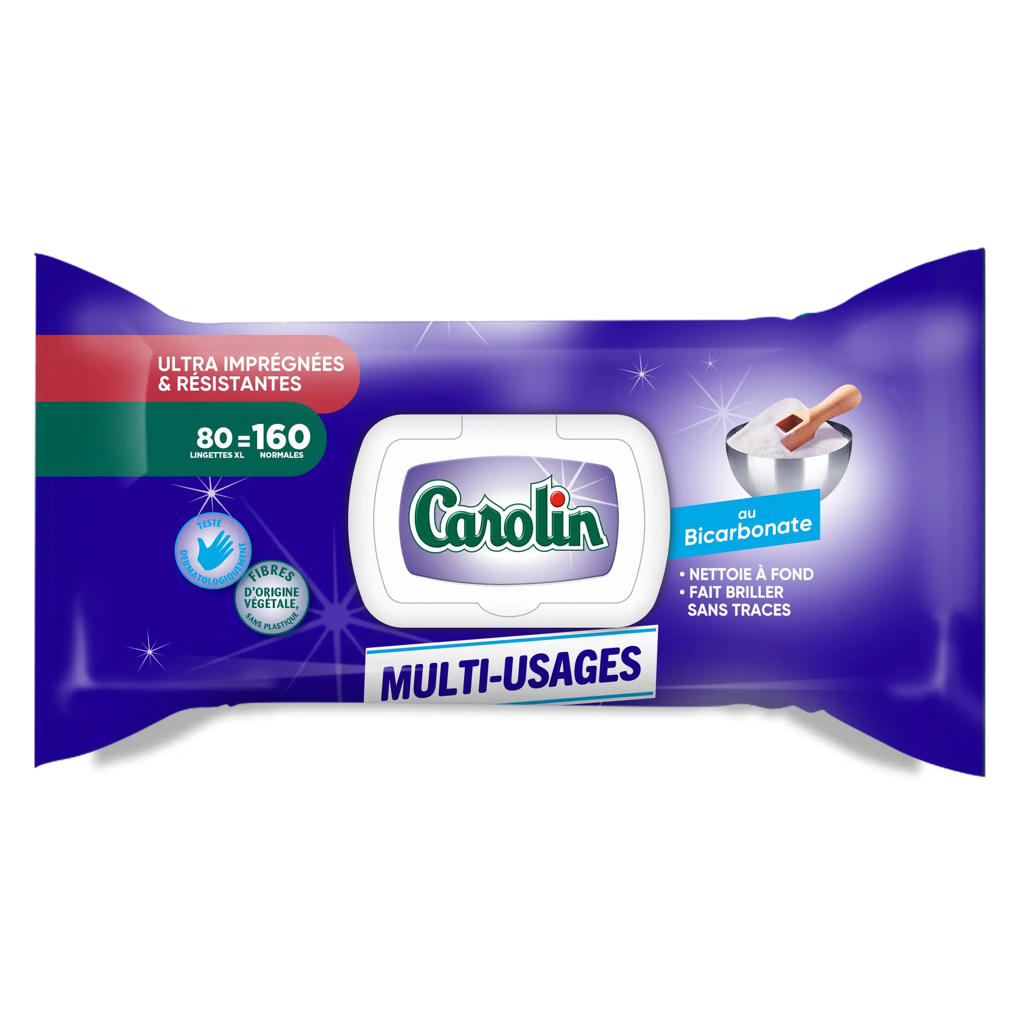 CAROLIN Lingettes multi-surfaces au bicarbonate