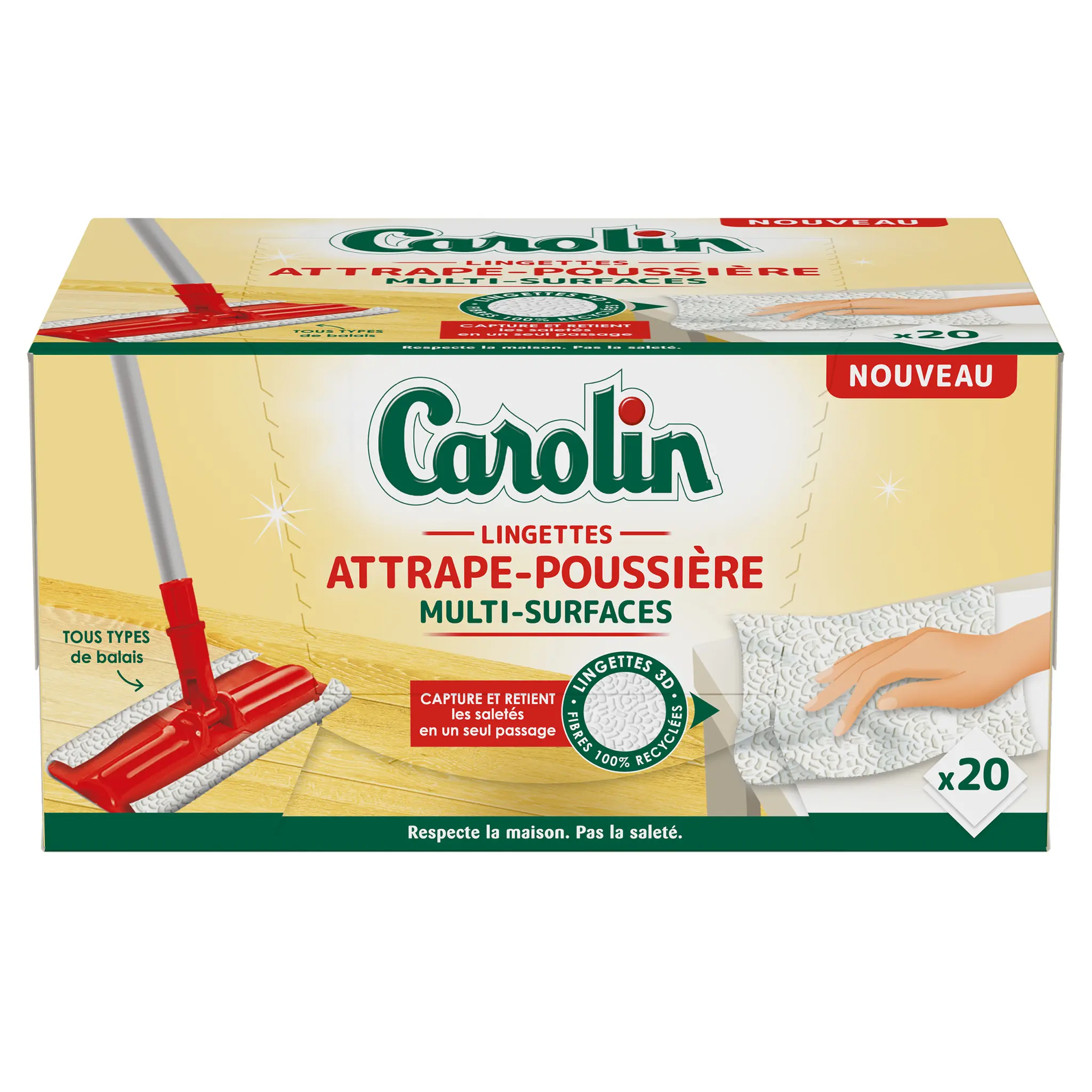 CAROLIN Lingettes balai attrape-poussière multi-surfaces