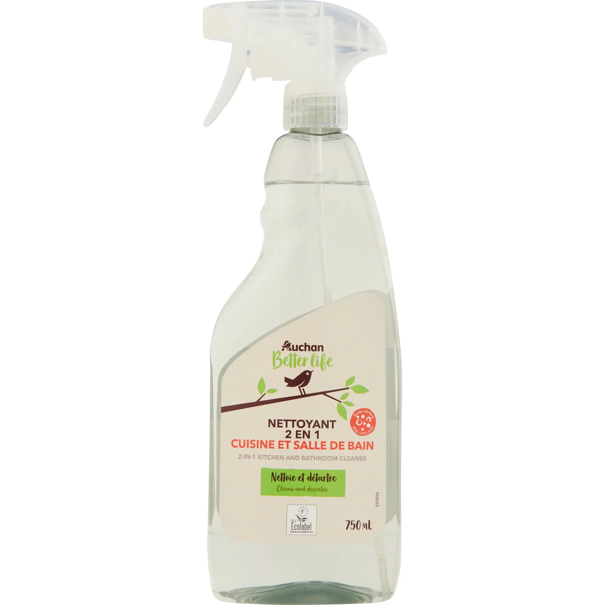 AUCHAN Spray nettoyant 2 en 1 cuisine et salle de bain