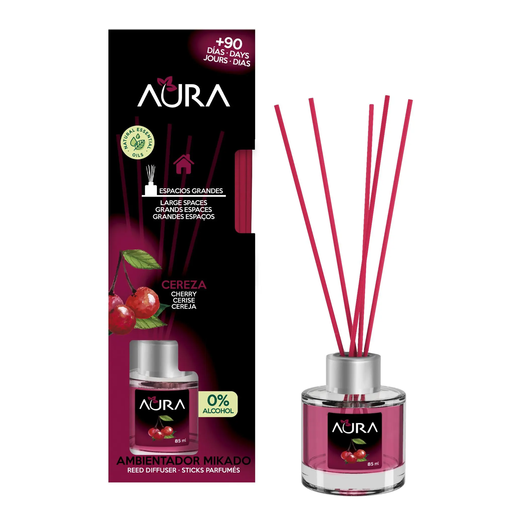 AURA Bâtonnets désodorisant grands espaces cerise