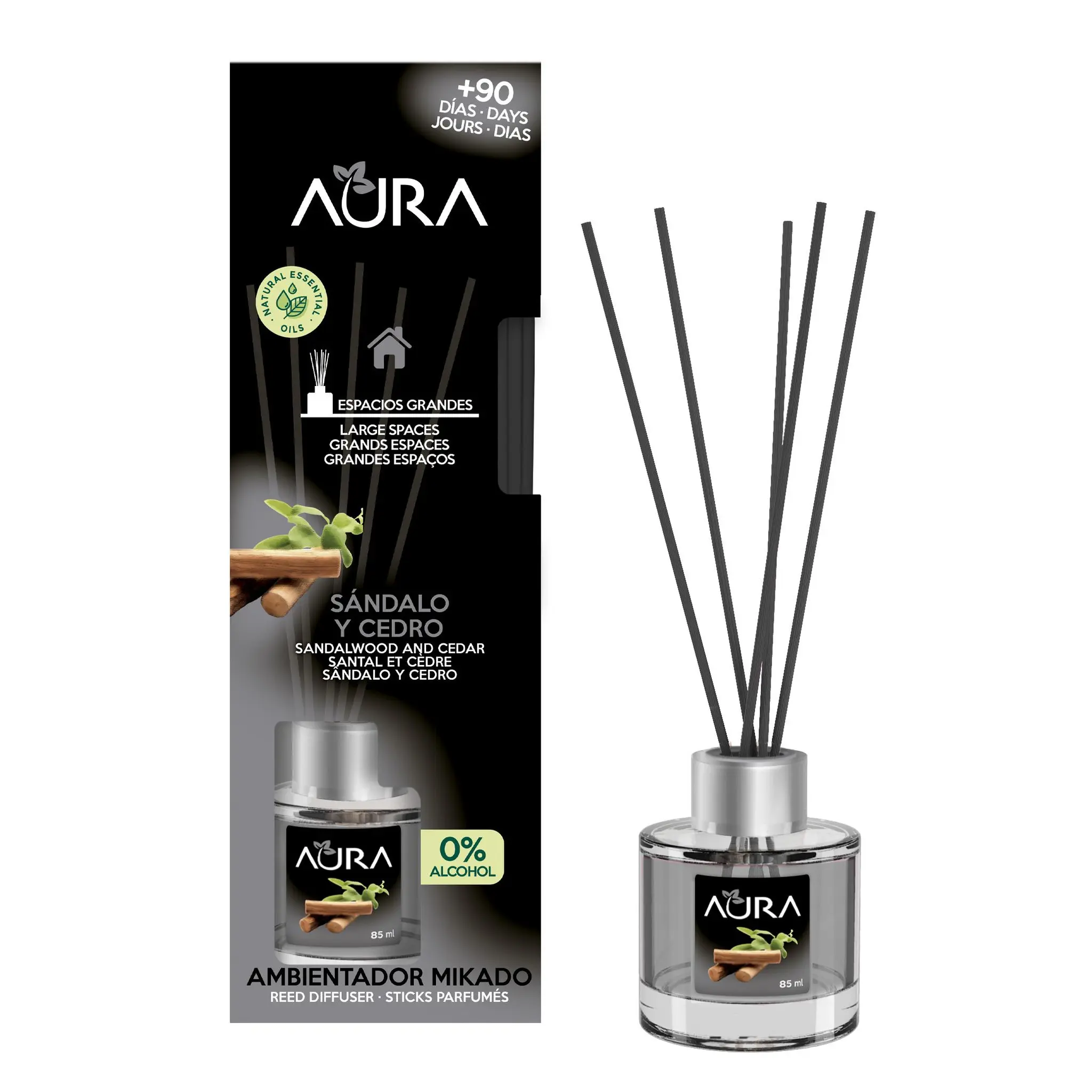 AURA Bâtonnets désodorisant cèdre santal aux huiles essentielles