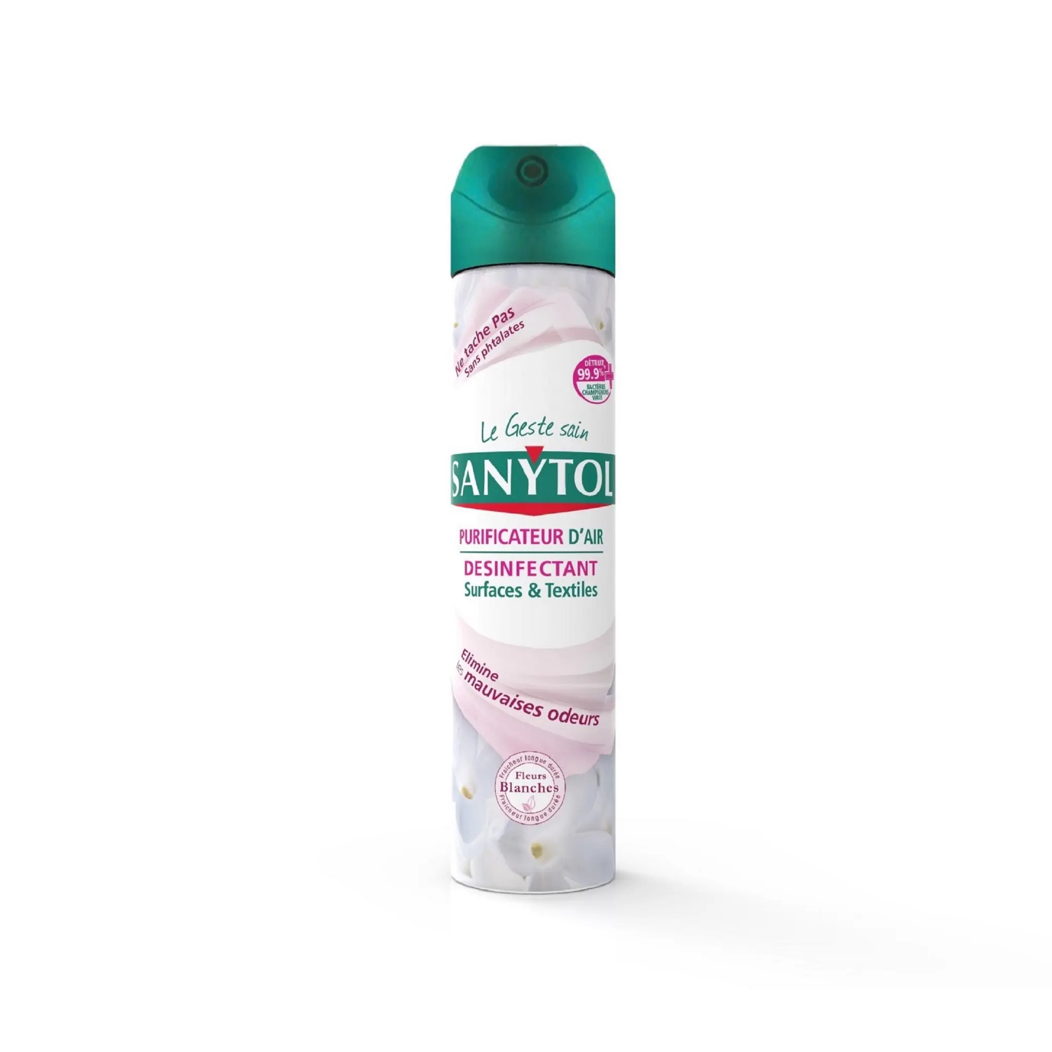 SANYTOL Spray purificateur d'air désinfectant surfaces et textiles fleurs blanches