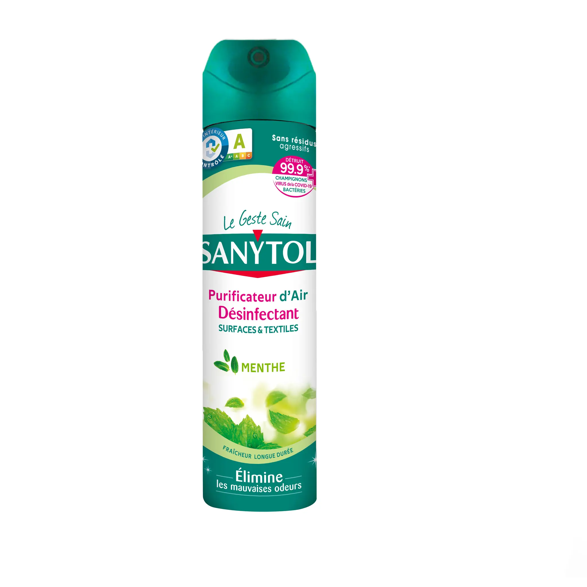 SANYTOL Spray purificateur d'air désinfectant surfaces et textiles menthe