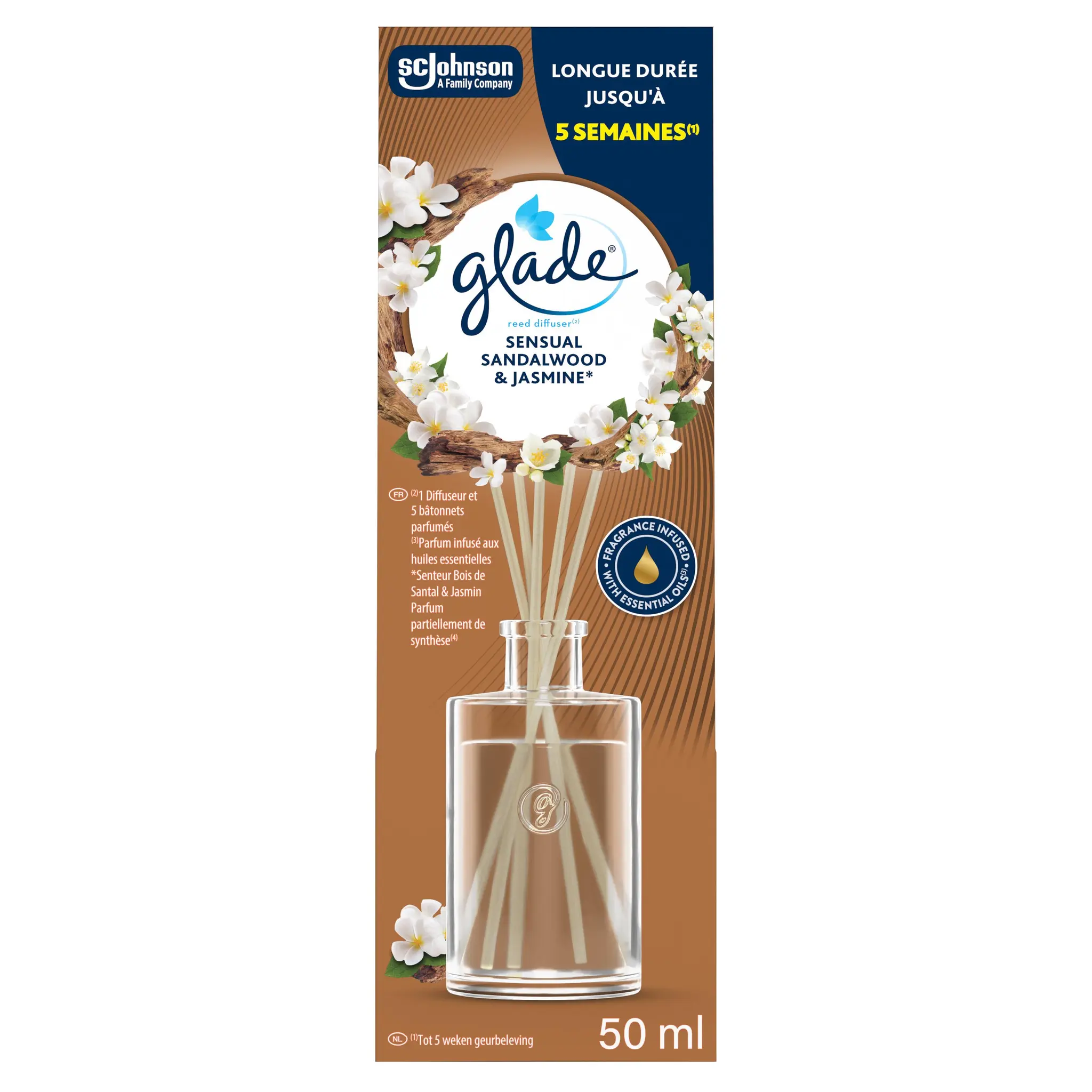 GLADE Bâtonnets désodorisant huiles essentielles sensual sandalwood et jasmine