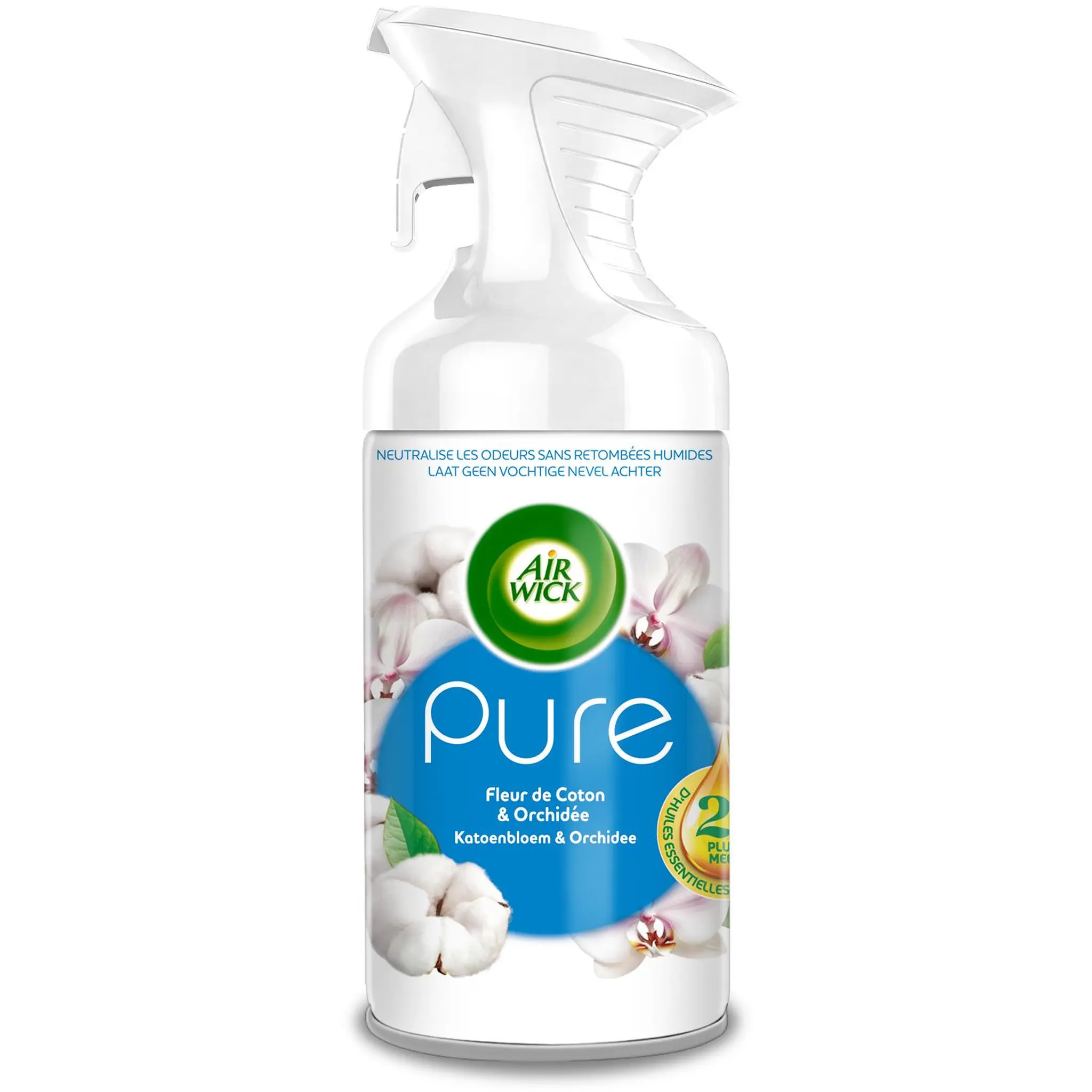 AIR WICK Aérosol désodorisant sans retombées humides fleur de coton et orchidée