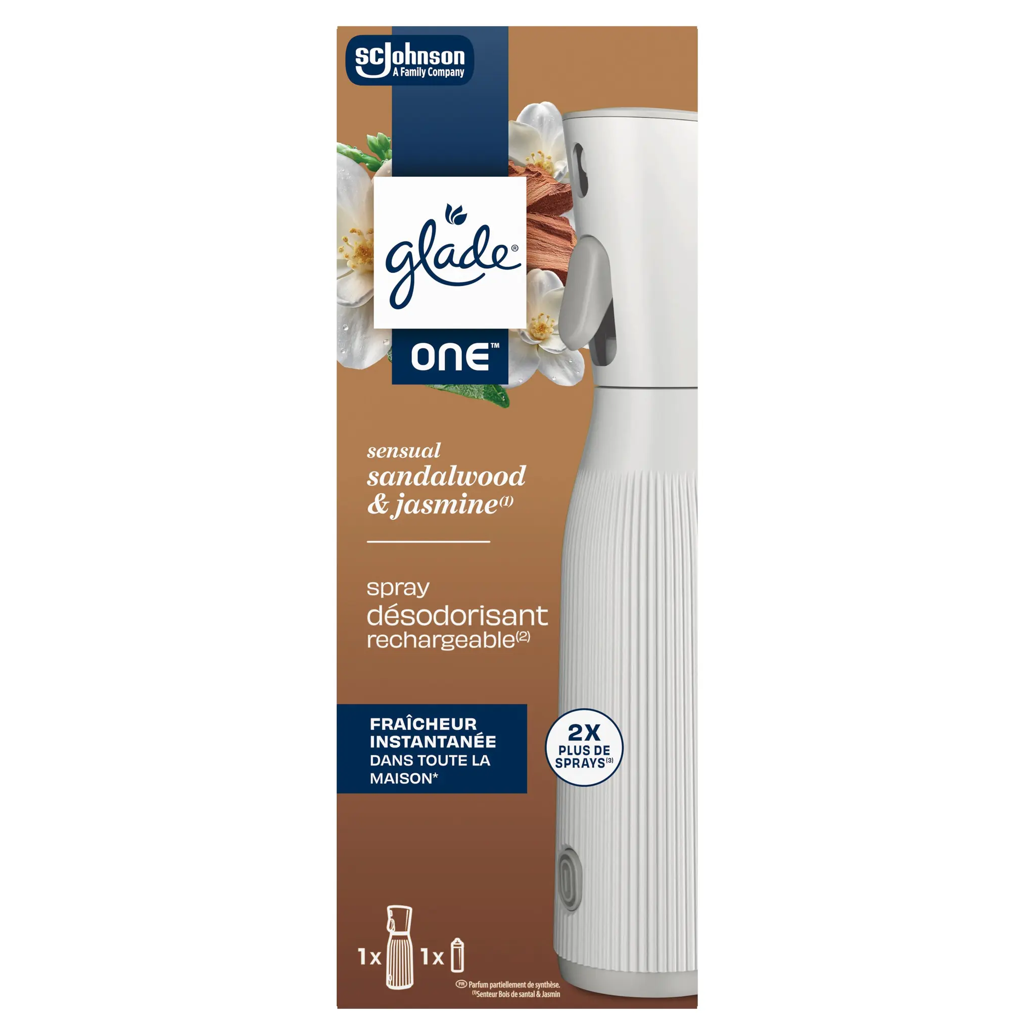GLADE One Spray diffuseur désodorisant infusé aux huiles essentielles Sensual Sandalwood & Jasmine