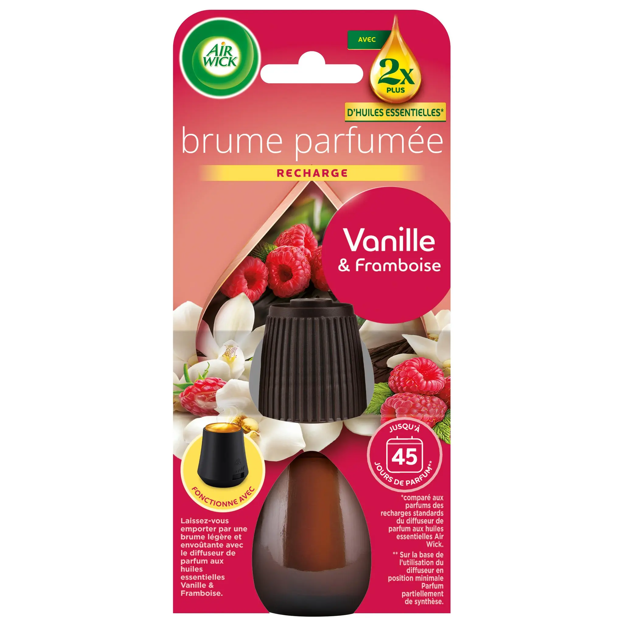 AIR WICK Essential Mist recharge diffuseur automatique vanille et framboise