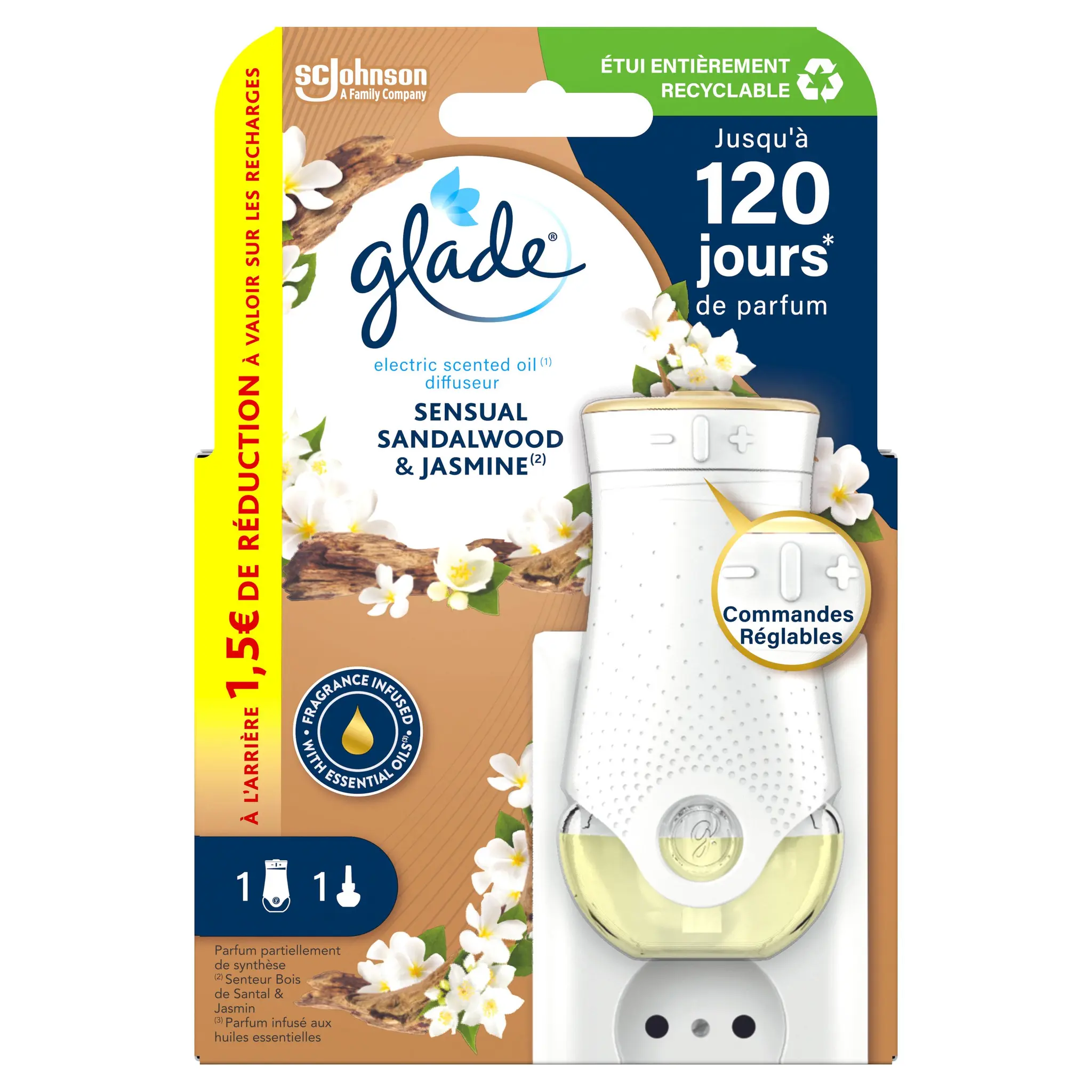 GLADE Diffuseur automatique bois de santal et jasmin