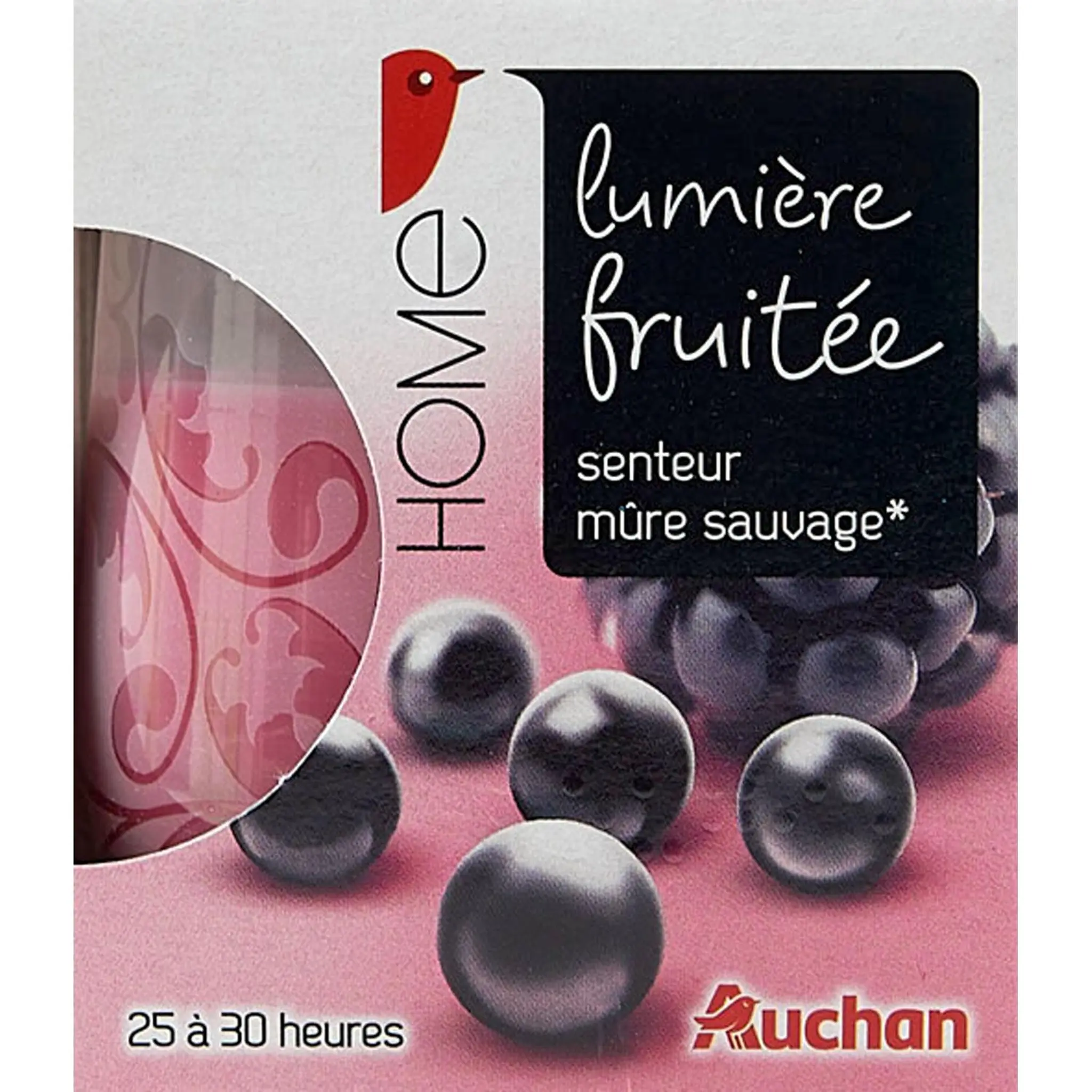 AUCHAN Bougie parfumée lumière fruitée senteur mûre sauvage
