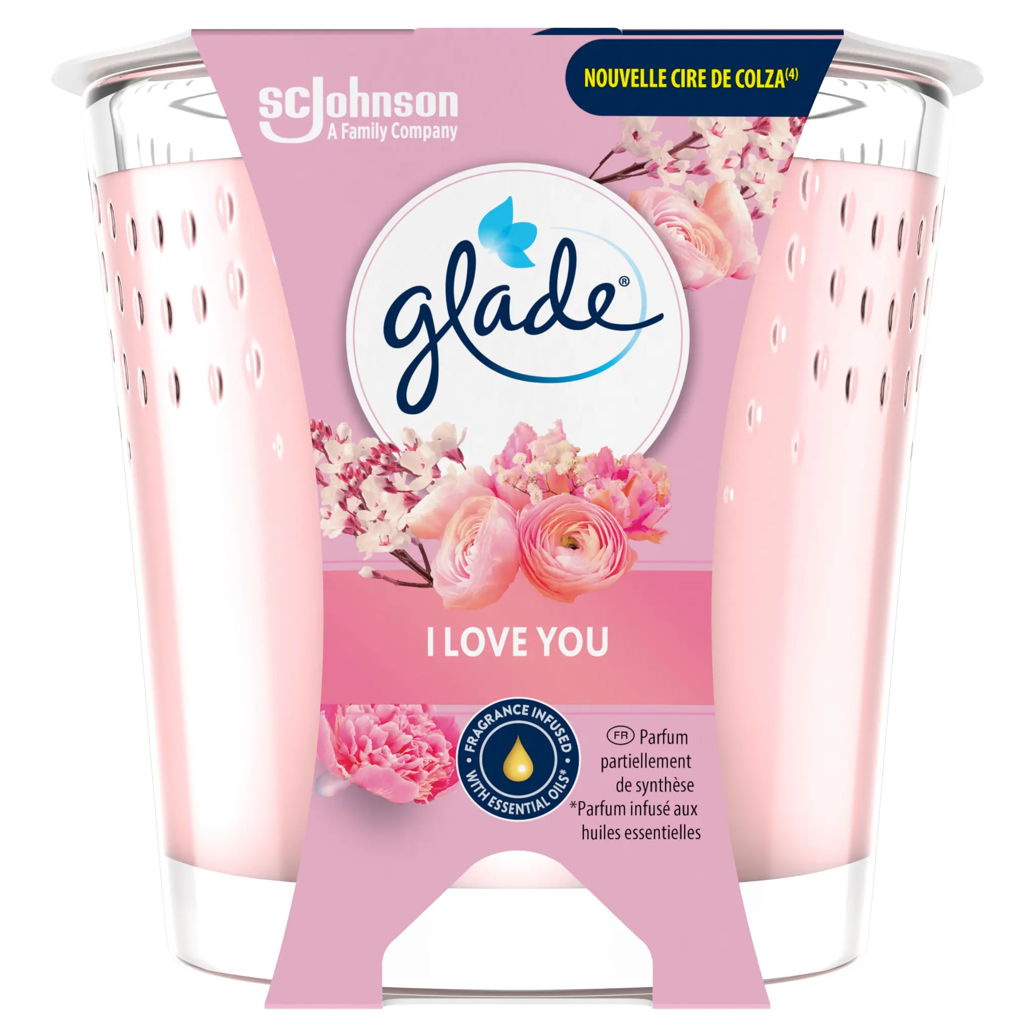 GLADE Bougie parfumée I love you aux huiles essentielles