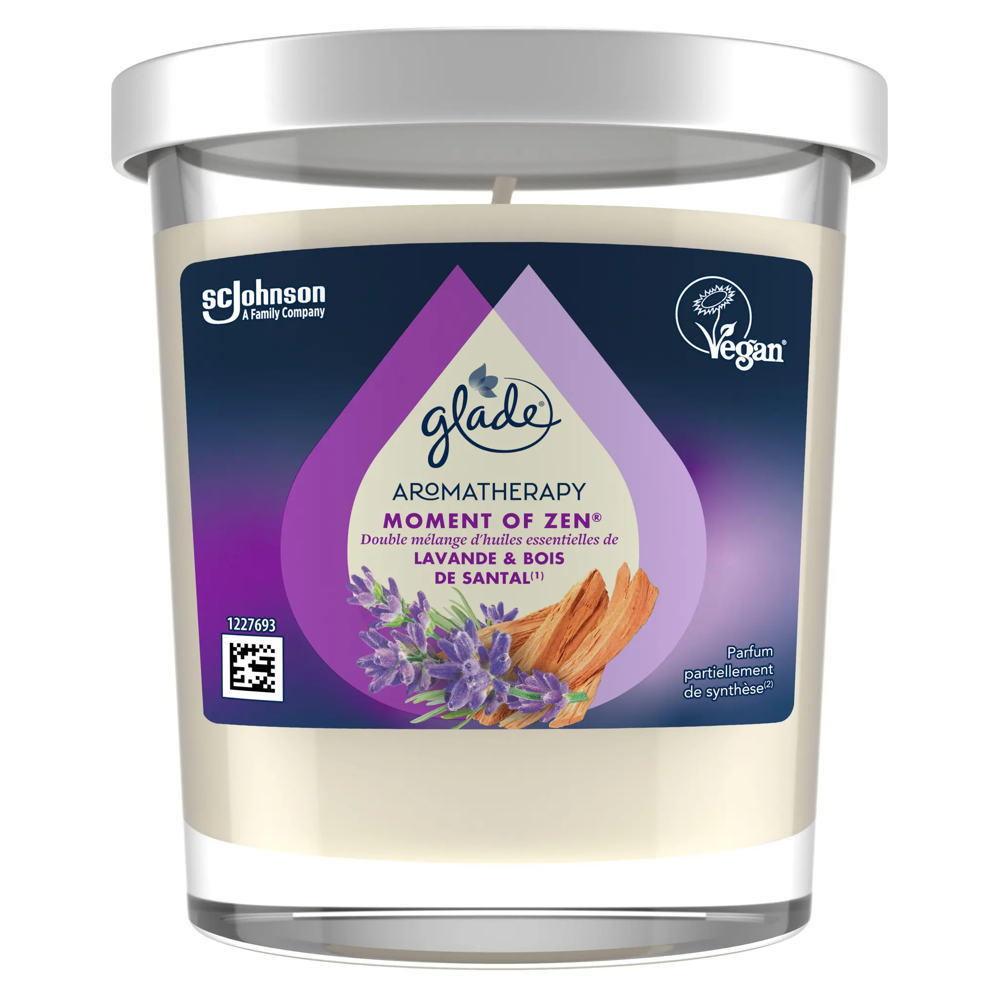 GLADE Bougie parfumée Aromatherapy moment of zen lavande et bois de santal