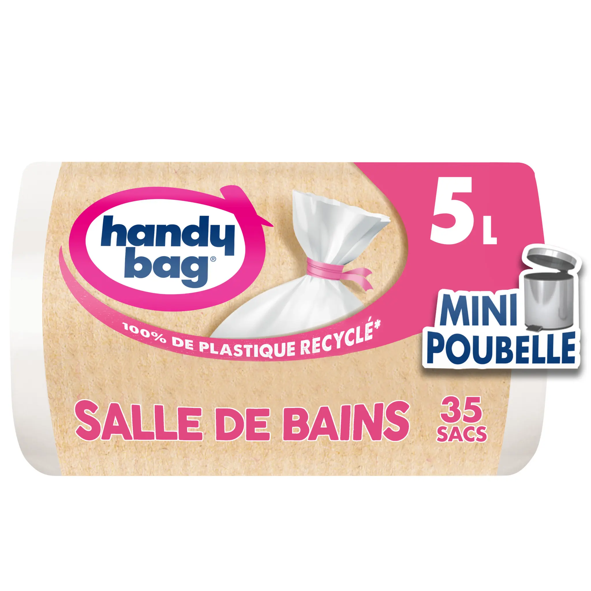 HANDY BAG Sacs poubelle recyclés à liens détachables salle de bains 5L