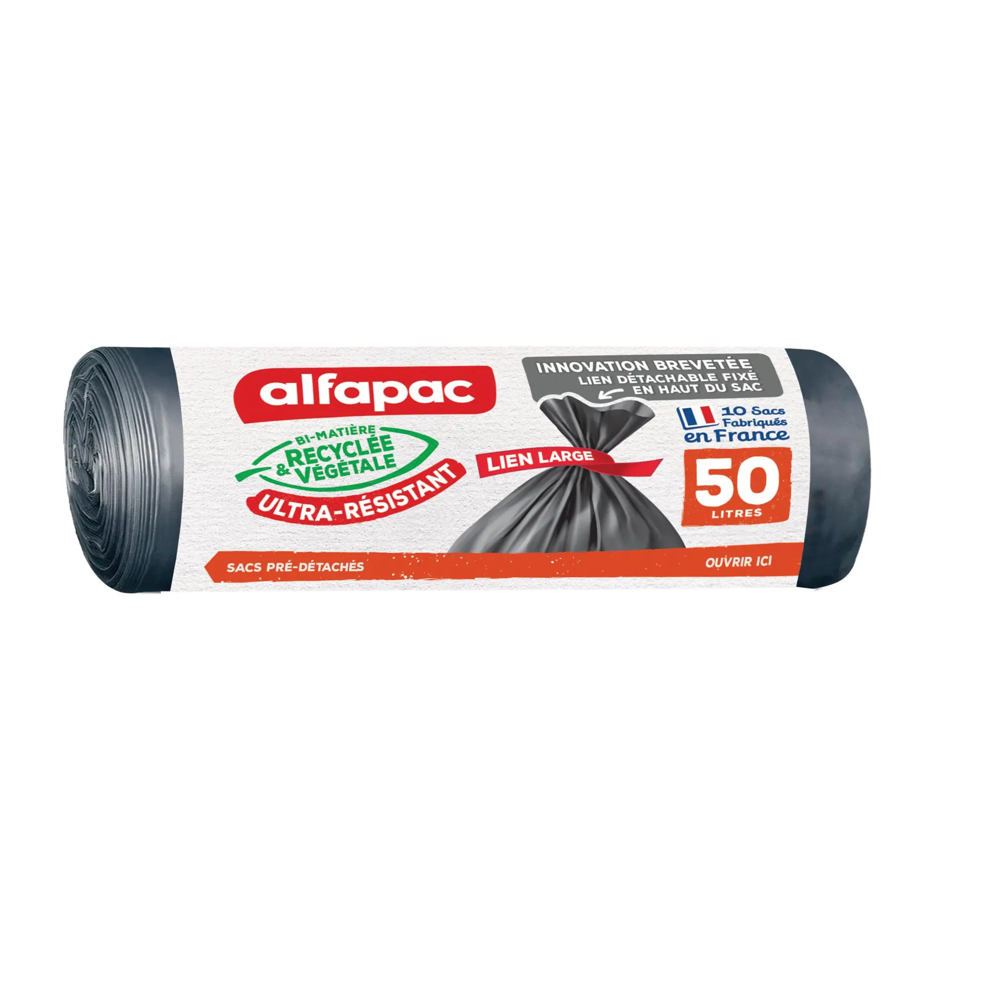 ALFAPAC Sacs poubelle à liens détachables 50L