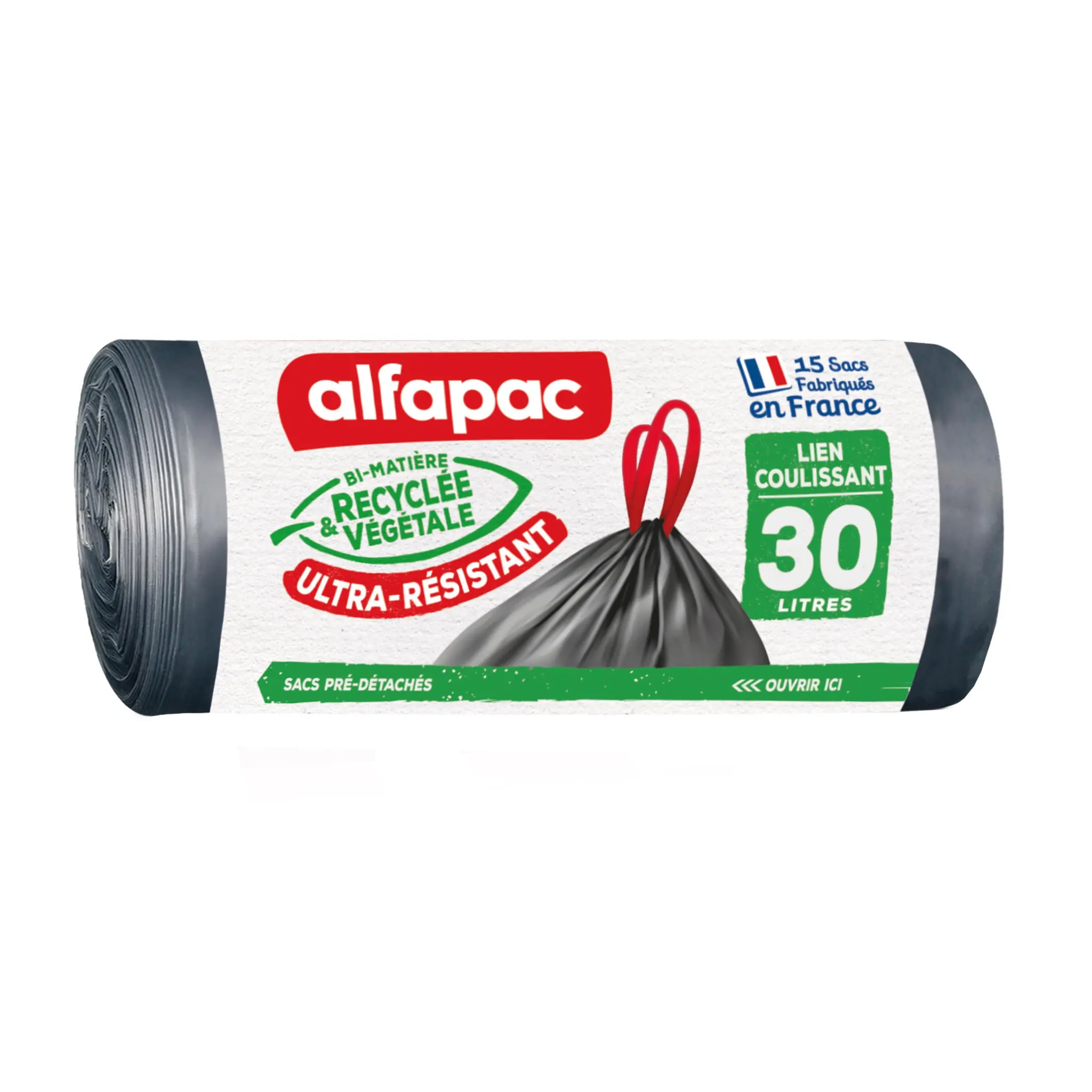 ALFAPAC Sacs poubelle ultra résistants à liens coulissants 30L