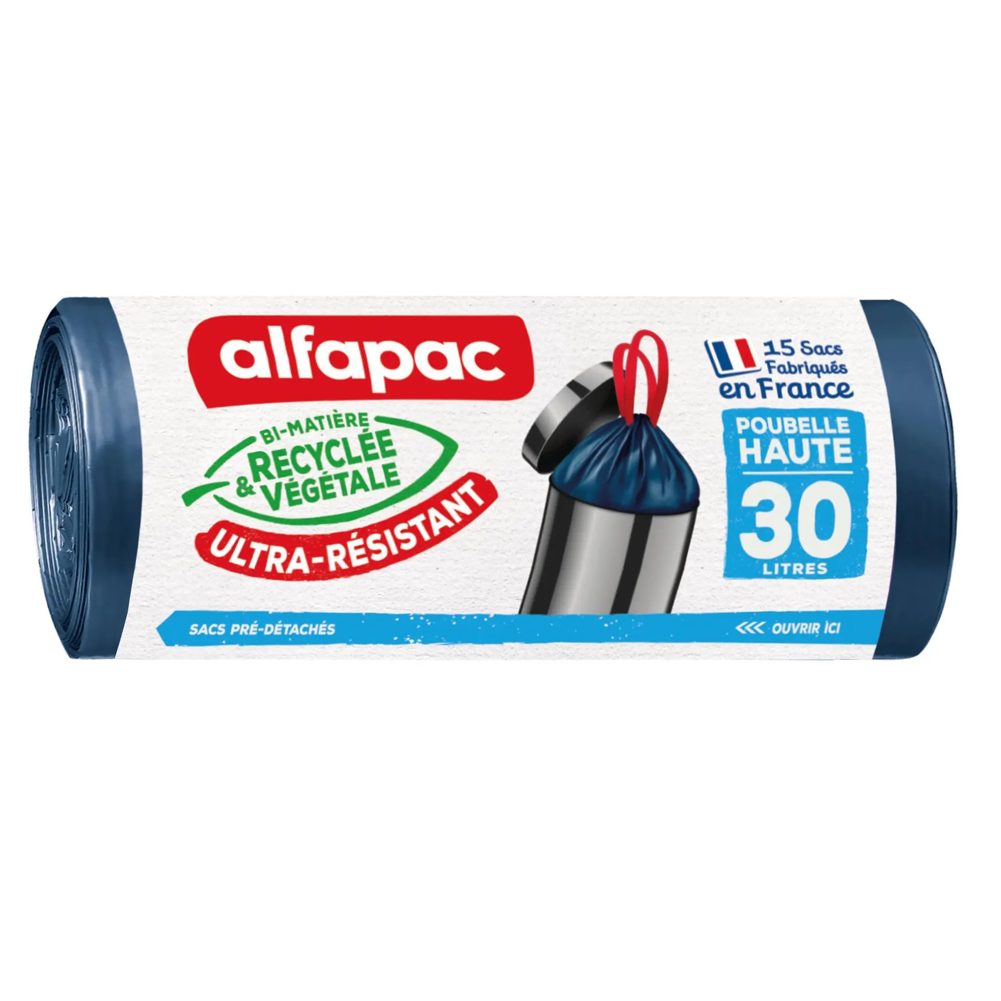 ALFAPAC Sacs poubelle haute avec liens coulissants 30L