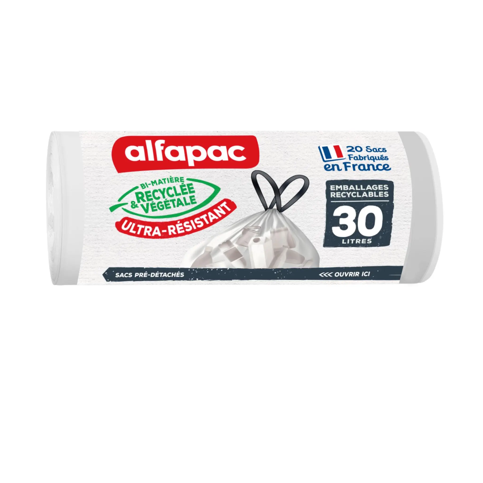 ALFAPAC Sacs poubelle tri des emballages avec liens coulissants 30l