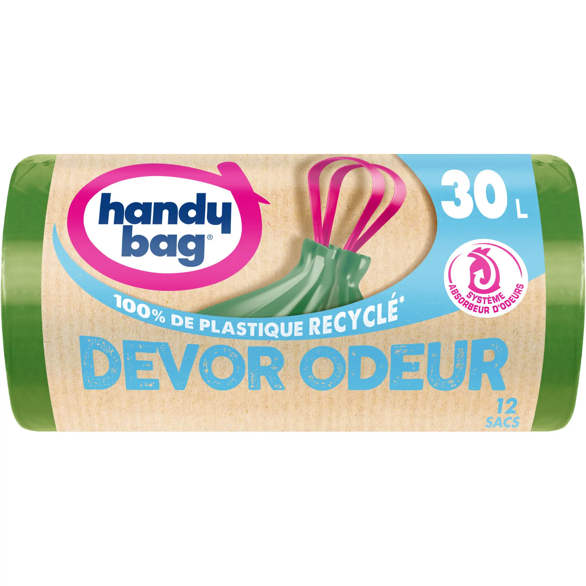 HANDY BAG Sacs poubelle recyclés à liens coulissants devor odeur 30L
