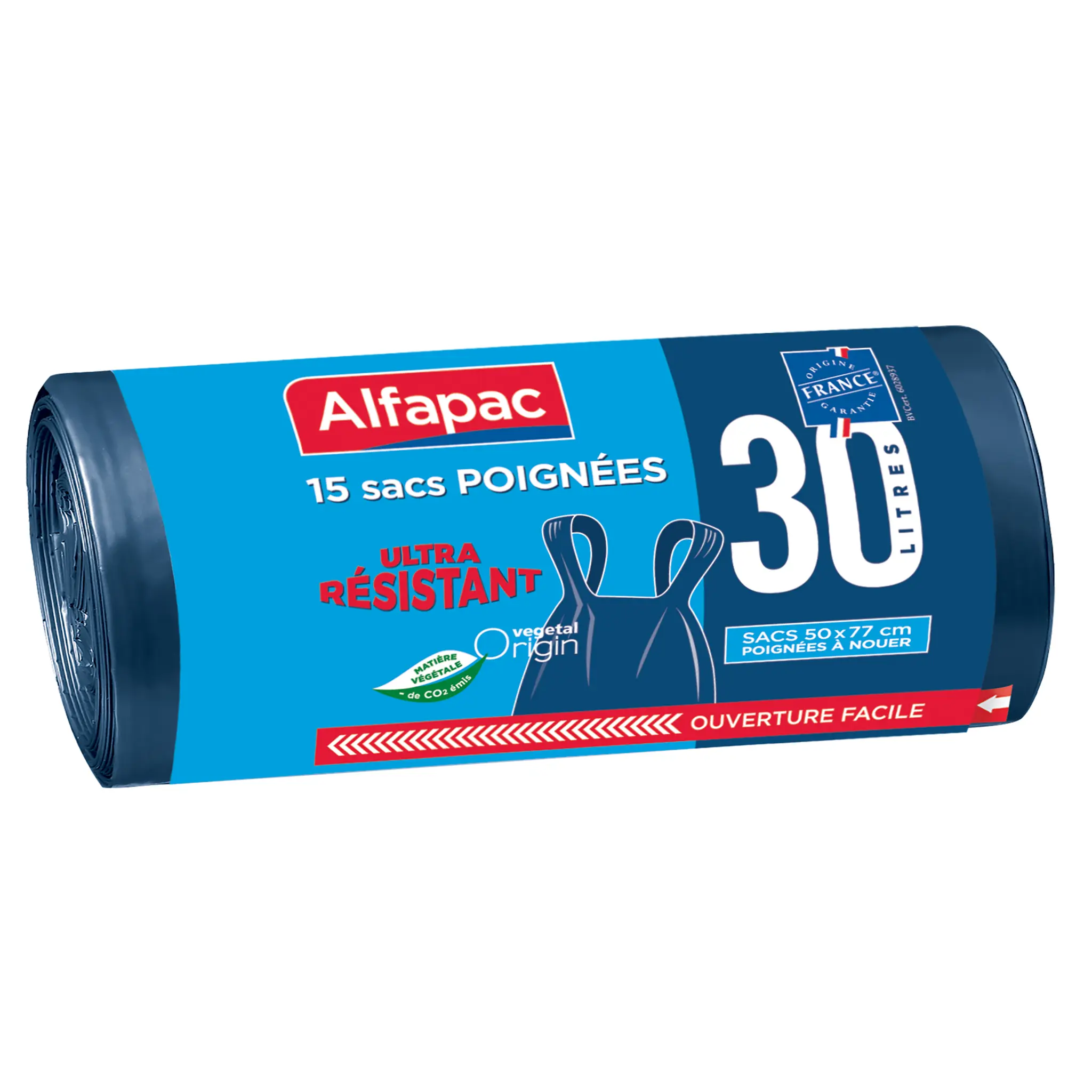 ALFAPAC Sacs poubelle ultra résistants à poignées 30L