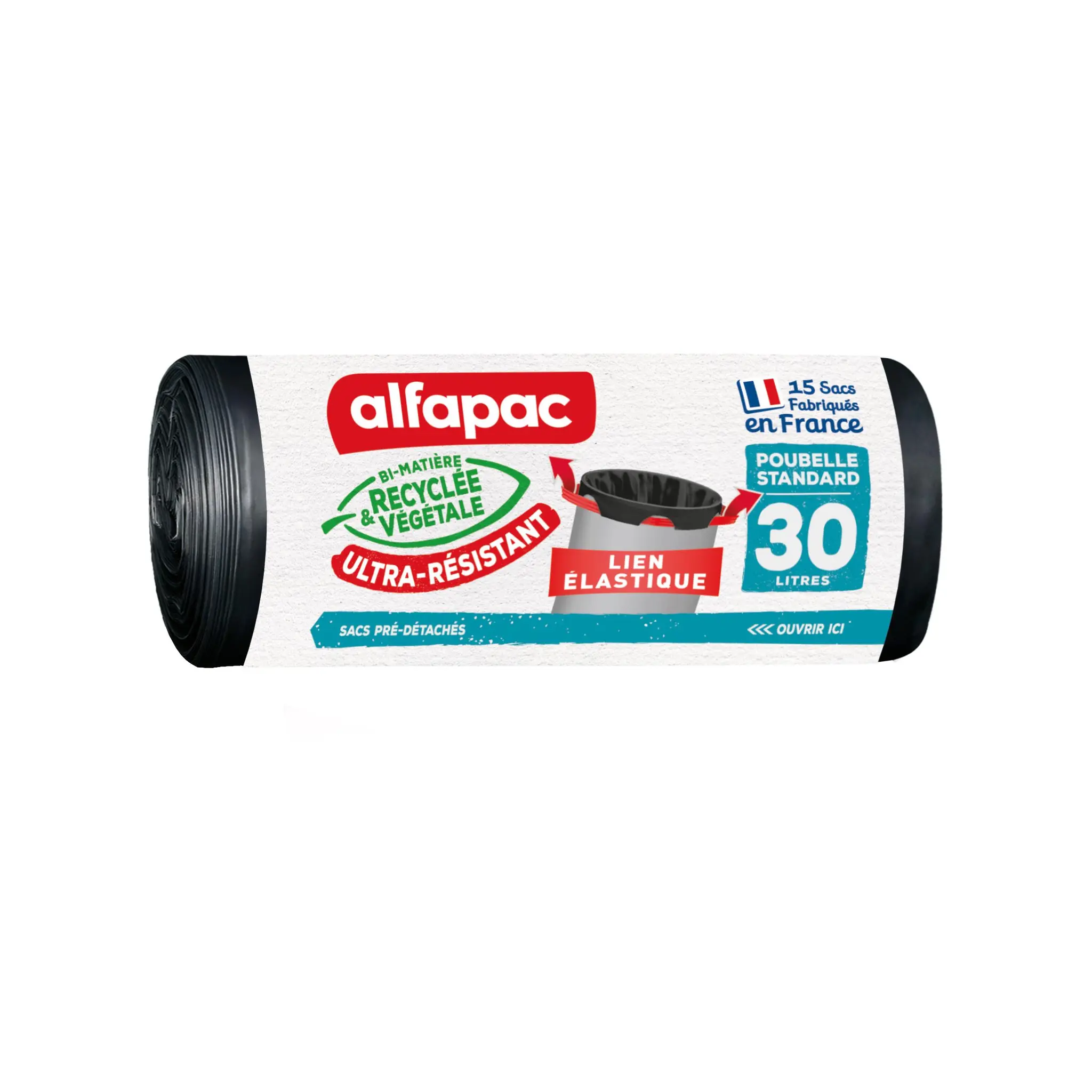 ALFAPAC Sacs poubelle avec liens coulissants 30L