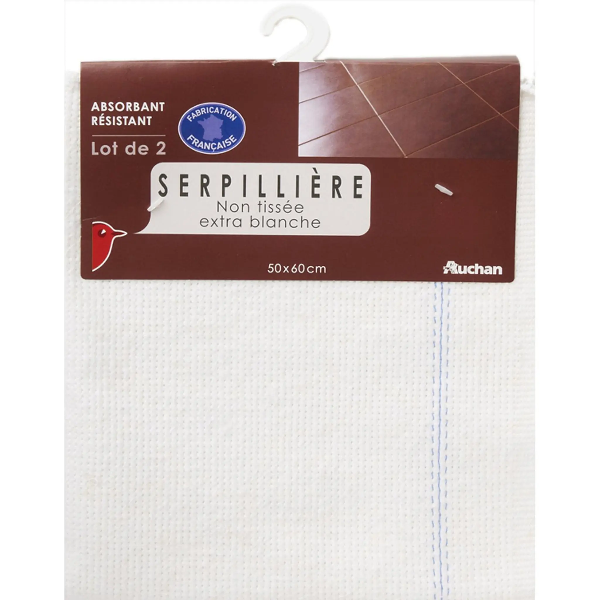AUCHAN Serpillière non tissée extra blanche