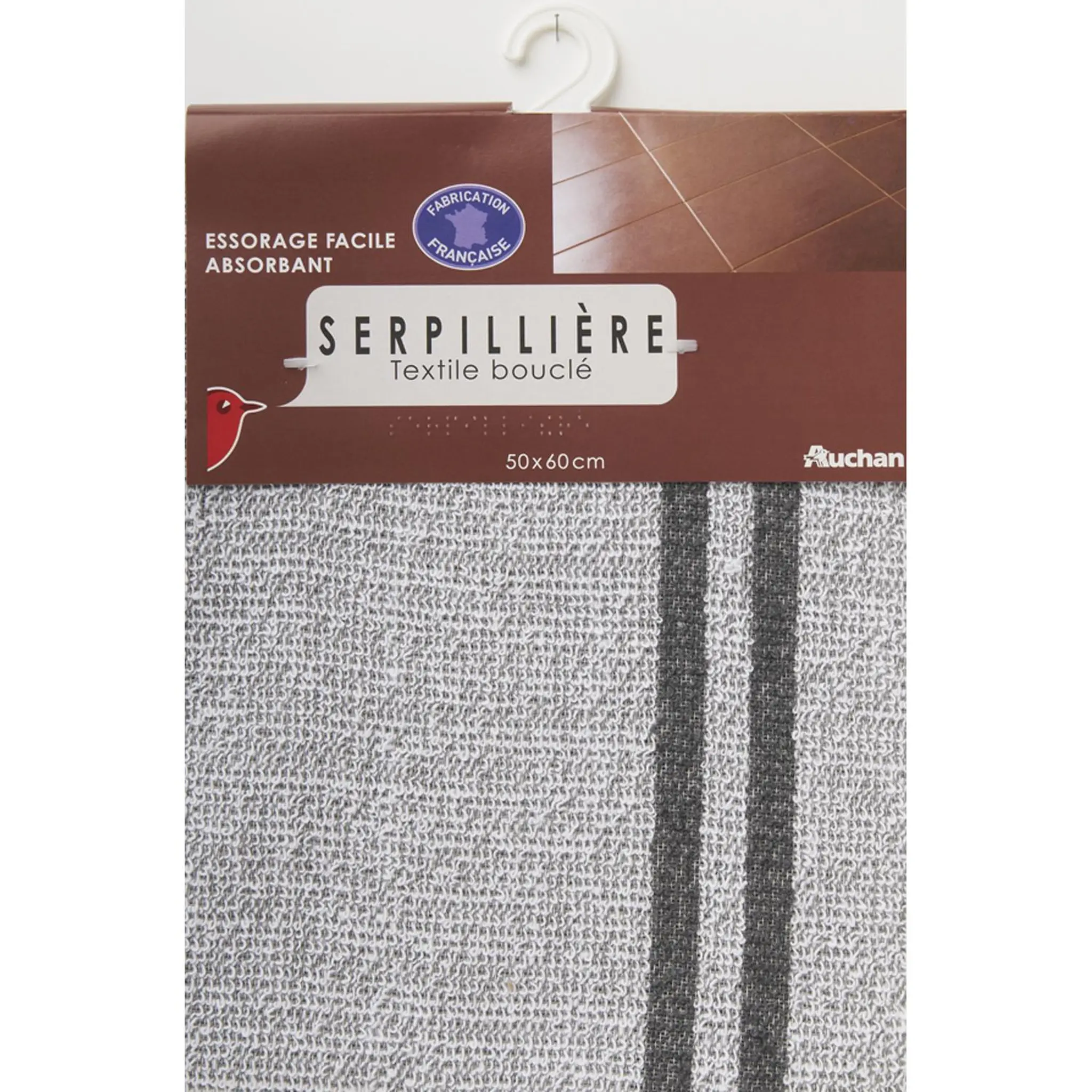AUCHAN Serpillière coton en textile bouclé