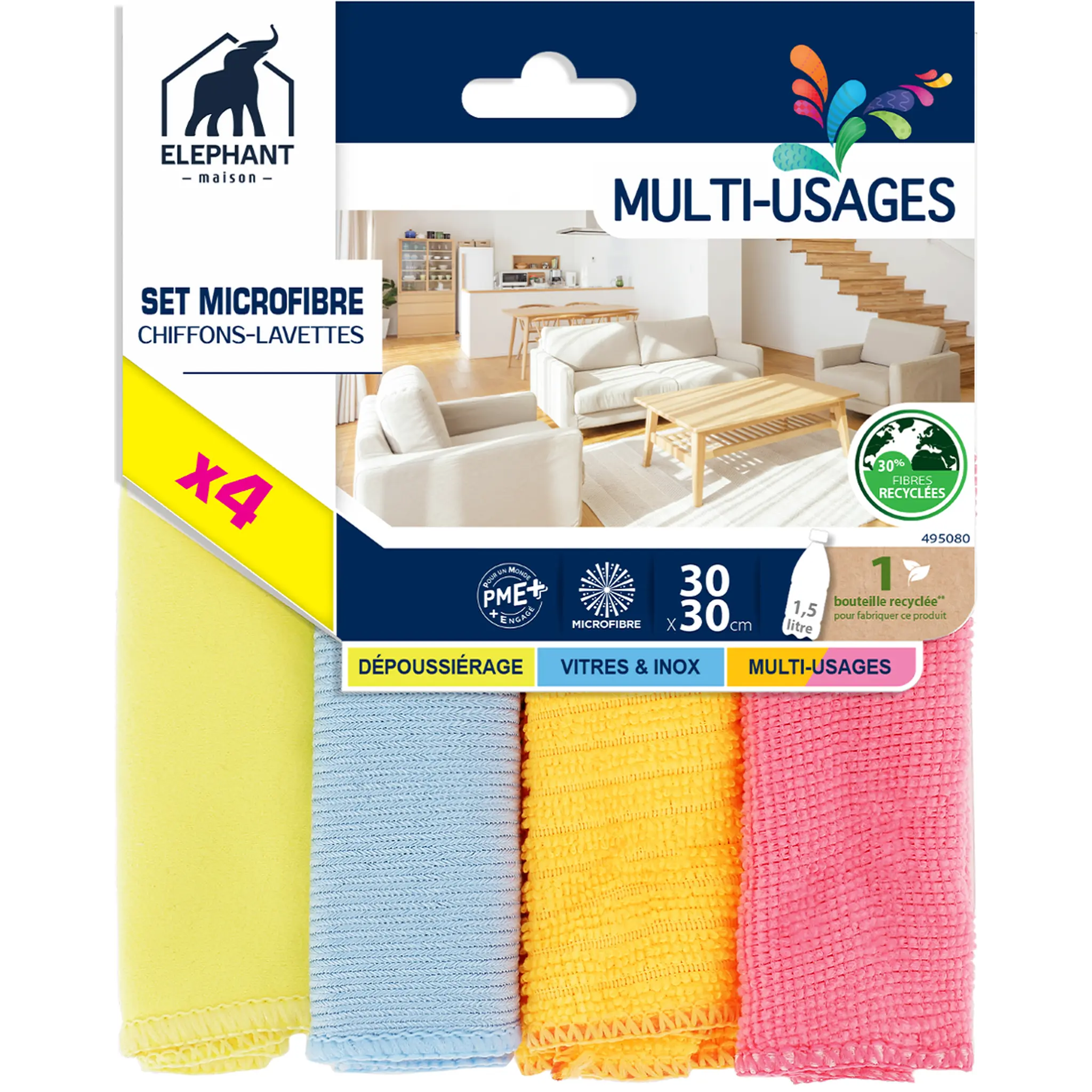 ELEPHANT Set microfibre chiffons-lavettes