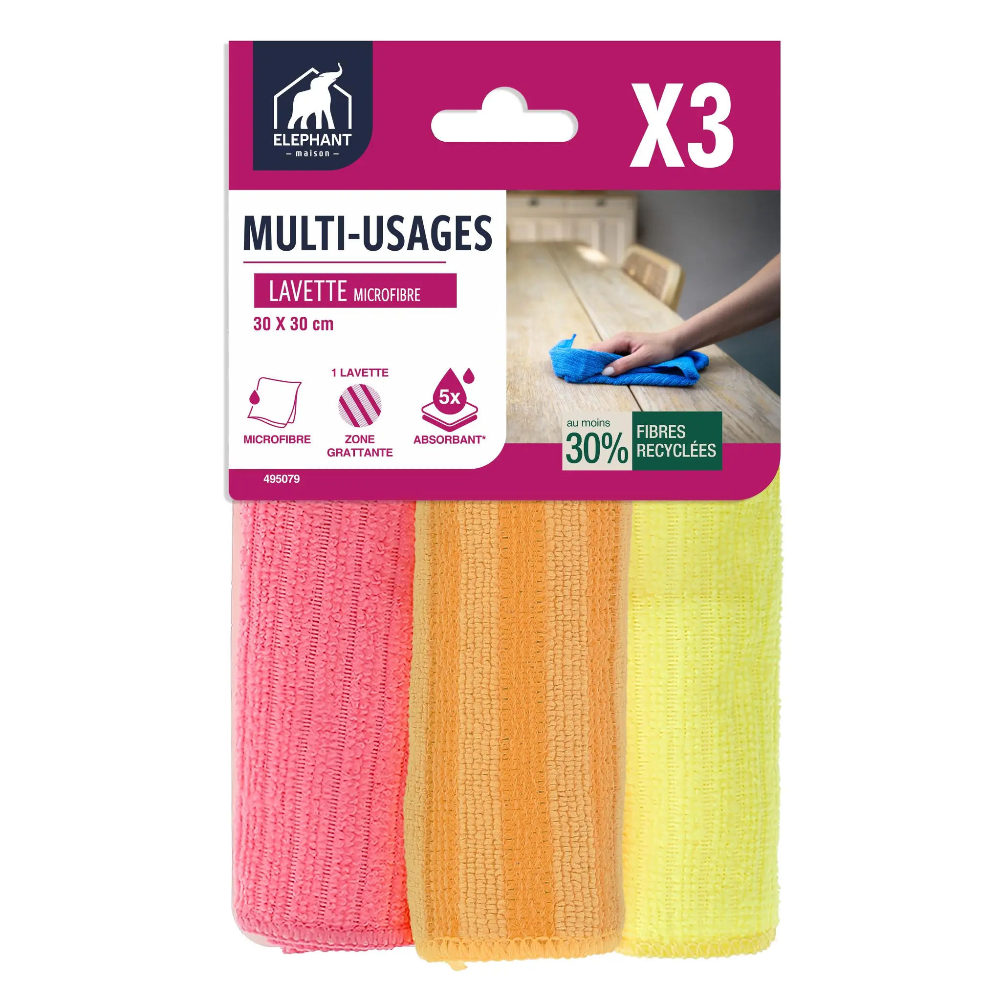 ELEPHANT Lavette microfibre multi-usages