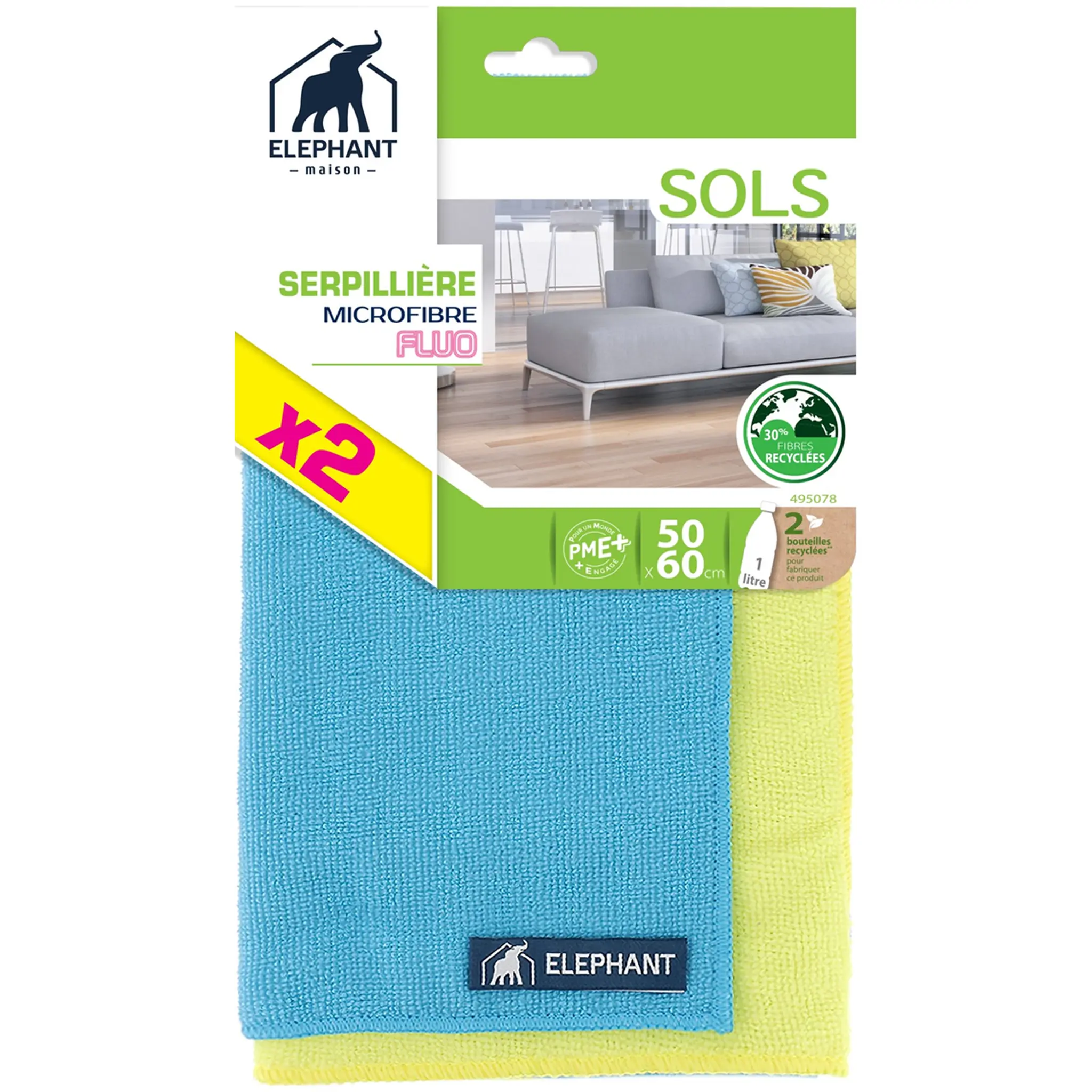 ELEPHANT Serpillière microfibre fluo