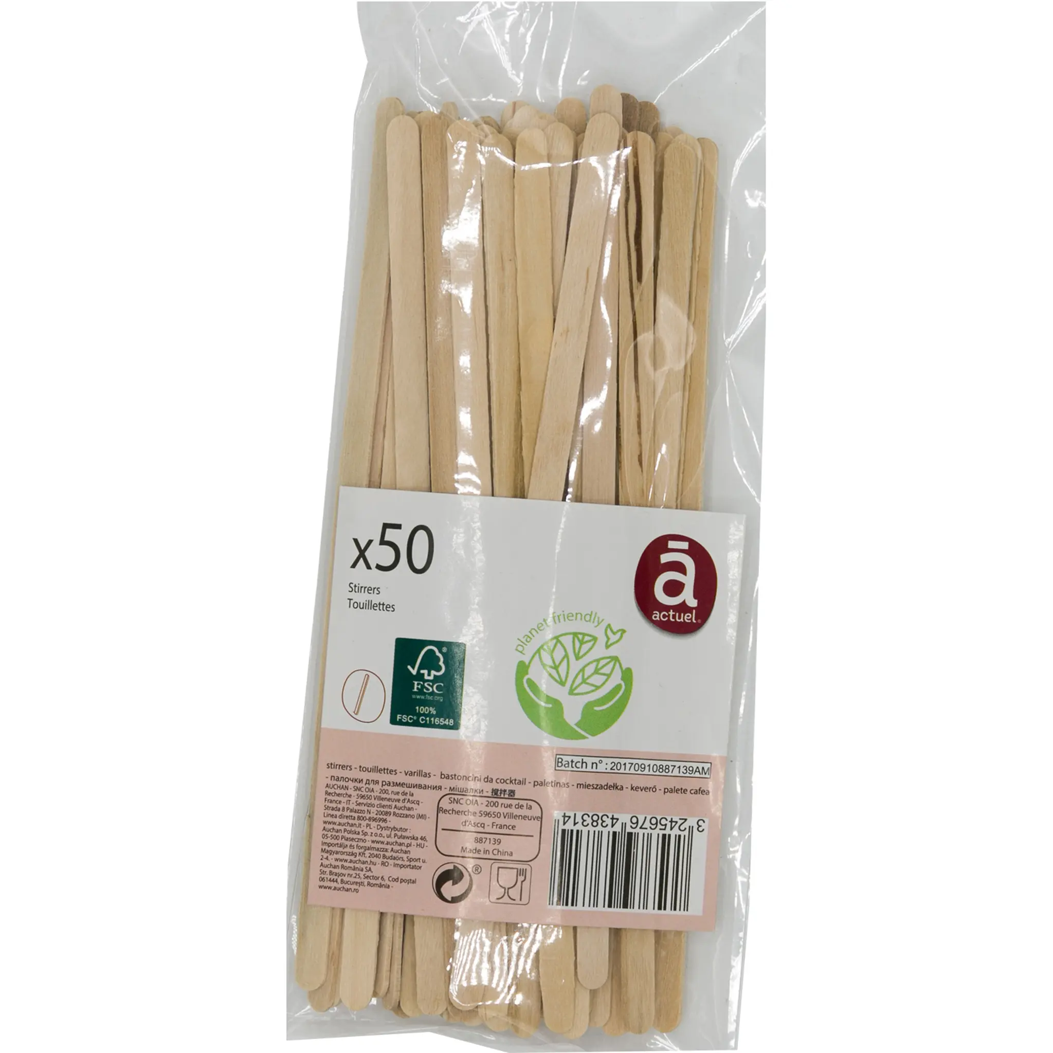 ACTUEL Agitateurs pour café en bois compostables