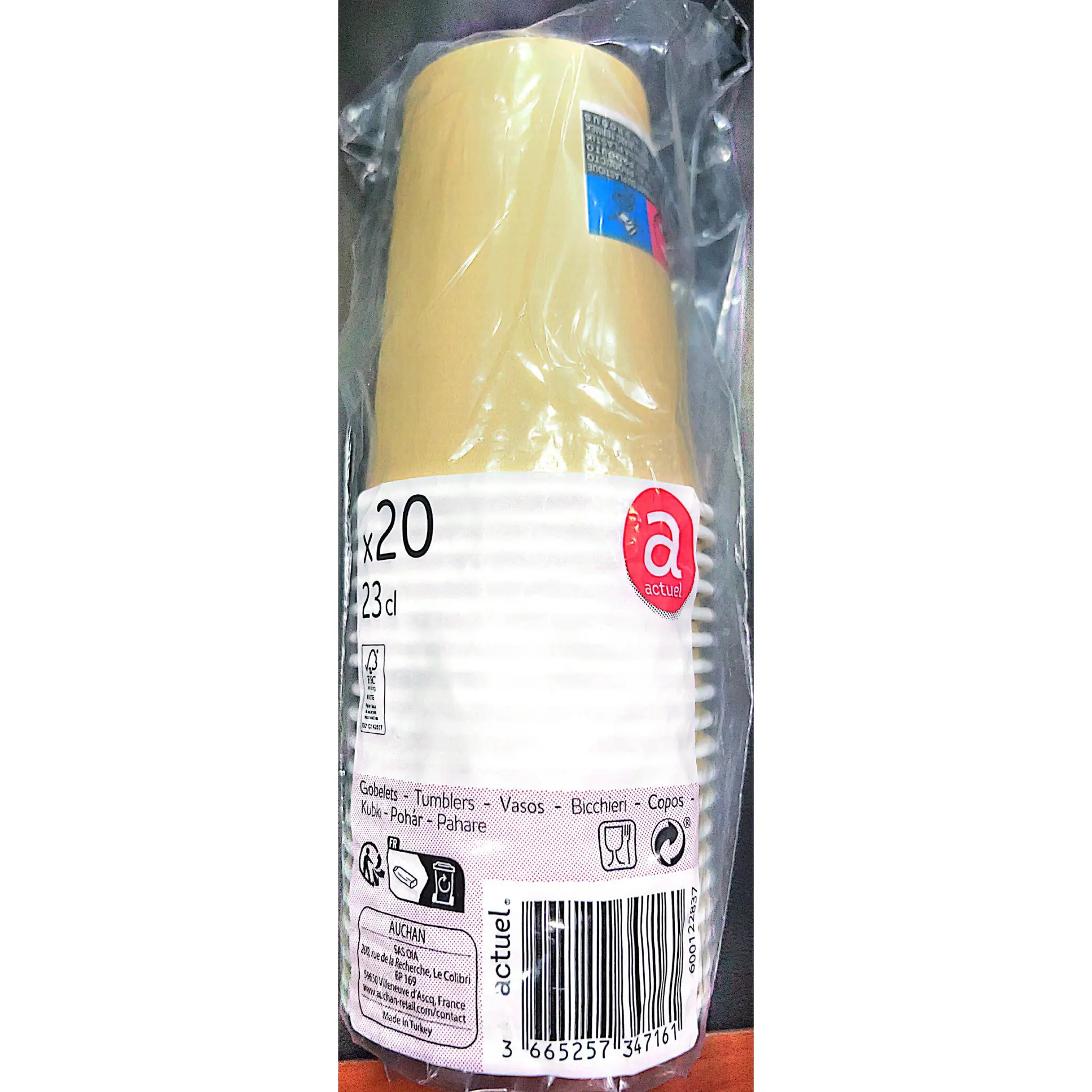 ACTUEL Lot de 20 gobelets kraft en carton 23cl