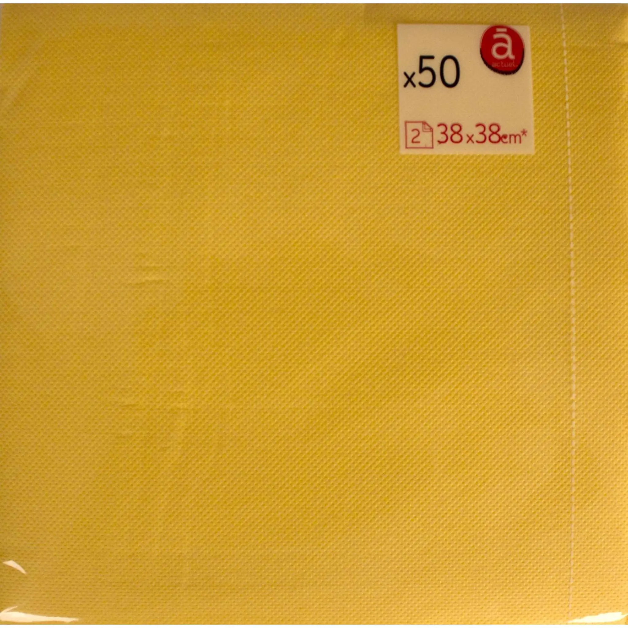 ACTUEL 50 Serviettes en papier uni 2 plis 38x38x50 cm - Jaune
