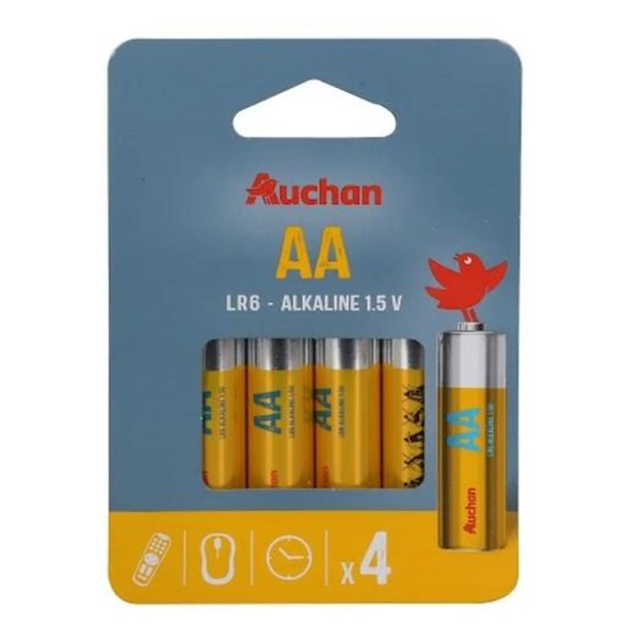 AUCHAN Lot de 4 piles alcaline standard AA