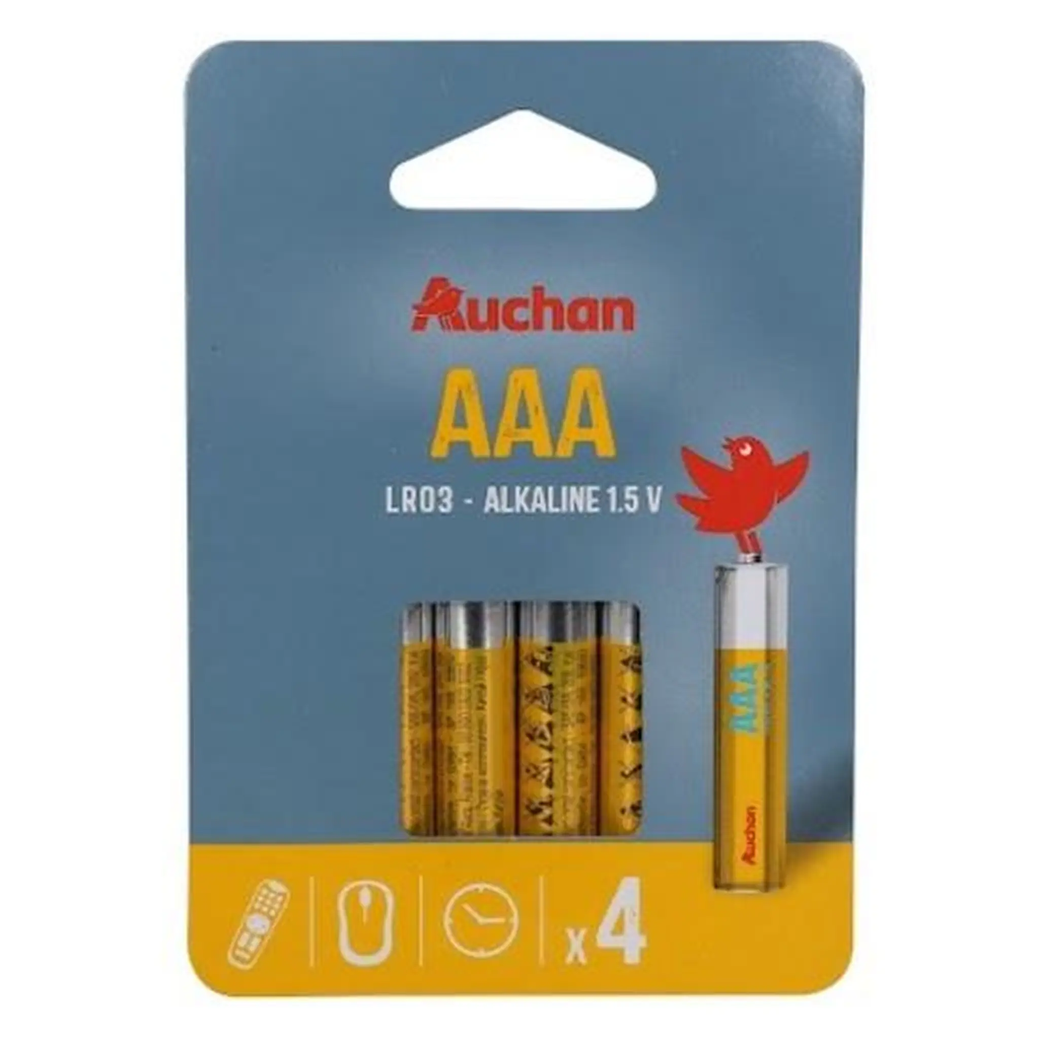 AUCHAN Lot de 4 piles alcalines standard AAA