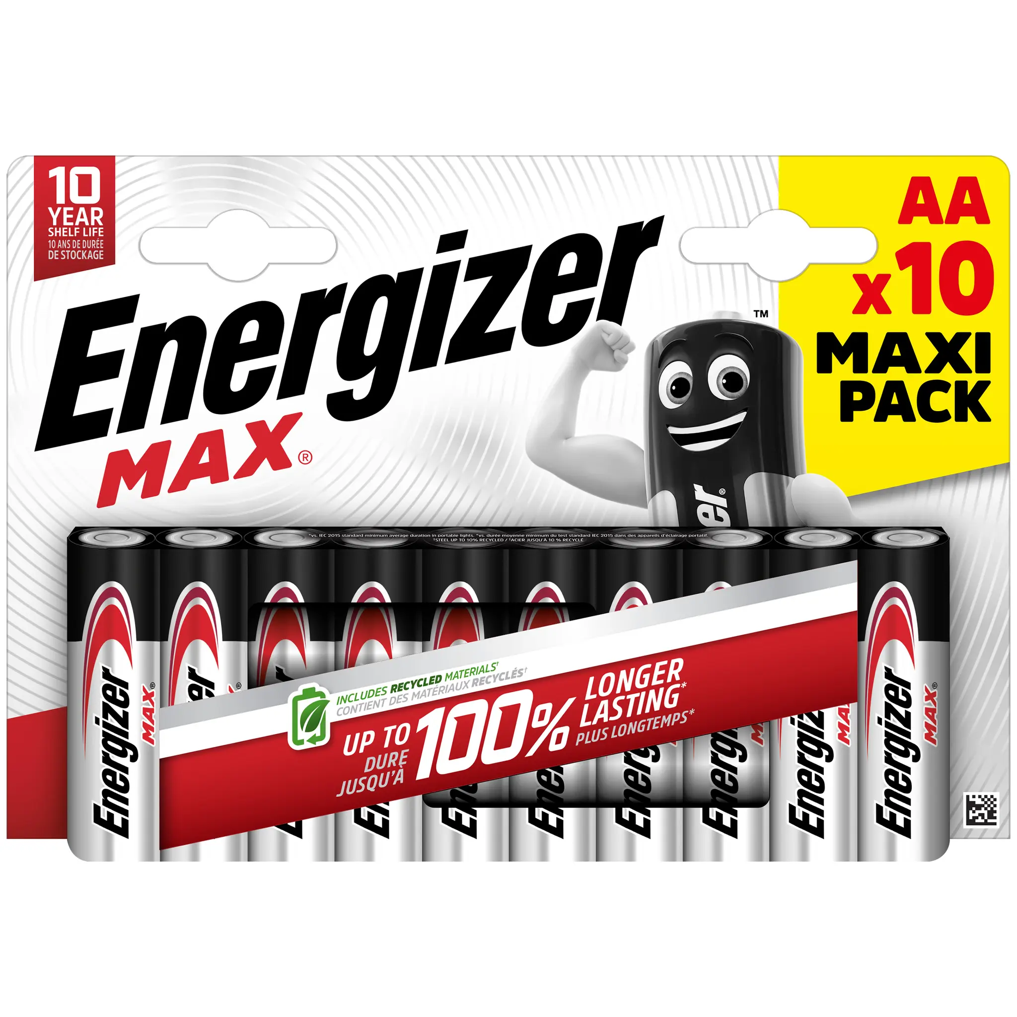 ENERGIZER Lot de 10 piles alcalines MAX AA/LR06