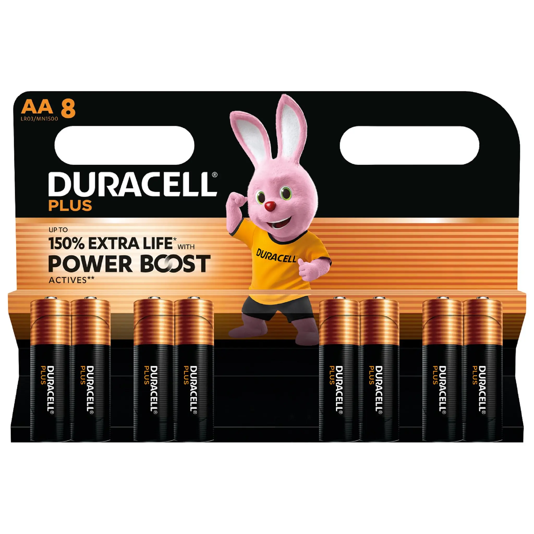 DURACELL Lot de 8 piles plus Powerboost AA/LR6 alcalines