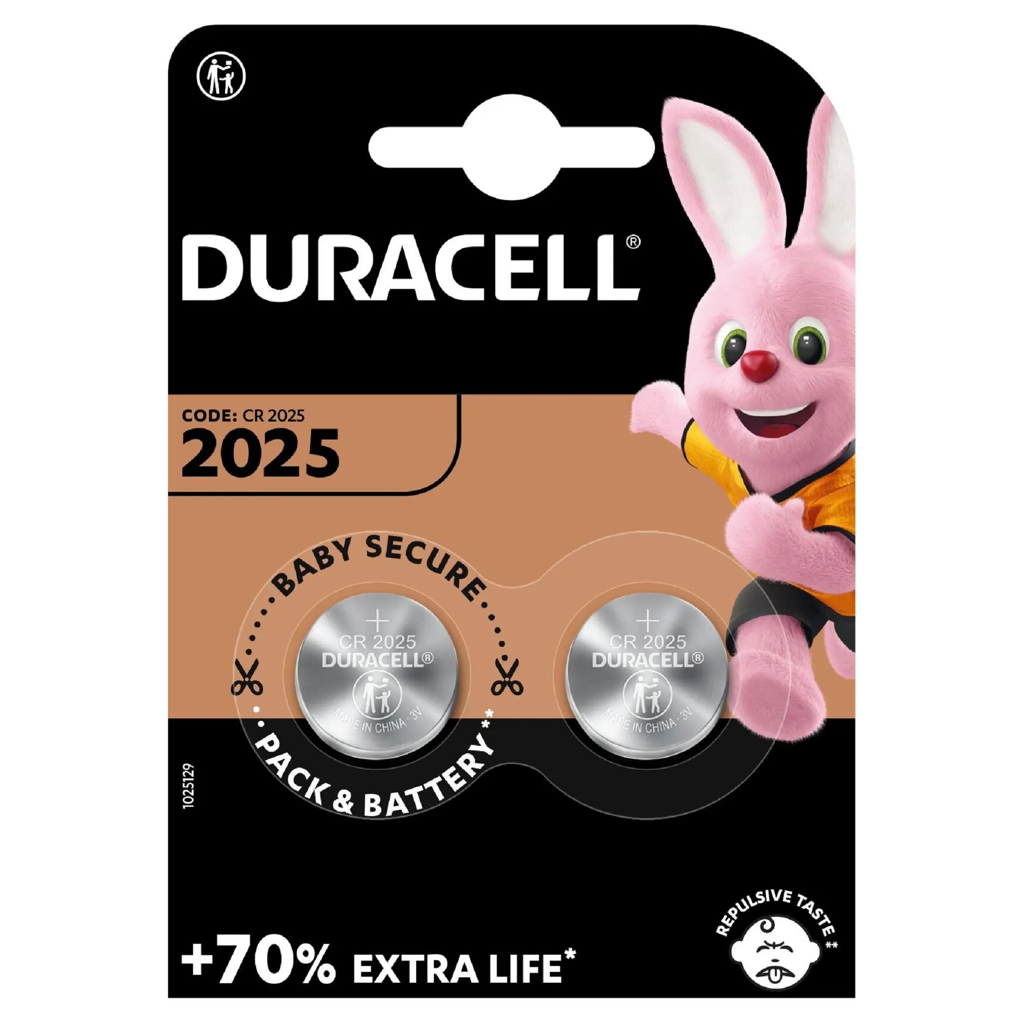 DURACELL Piles boutons lithium 2025 - Lot de 2 piles