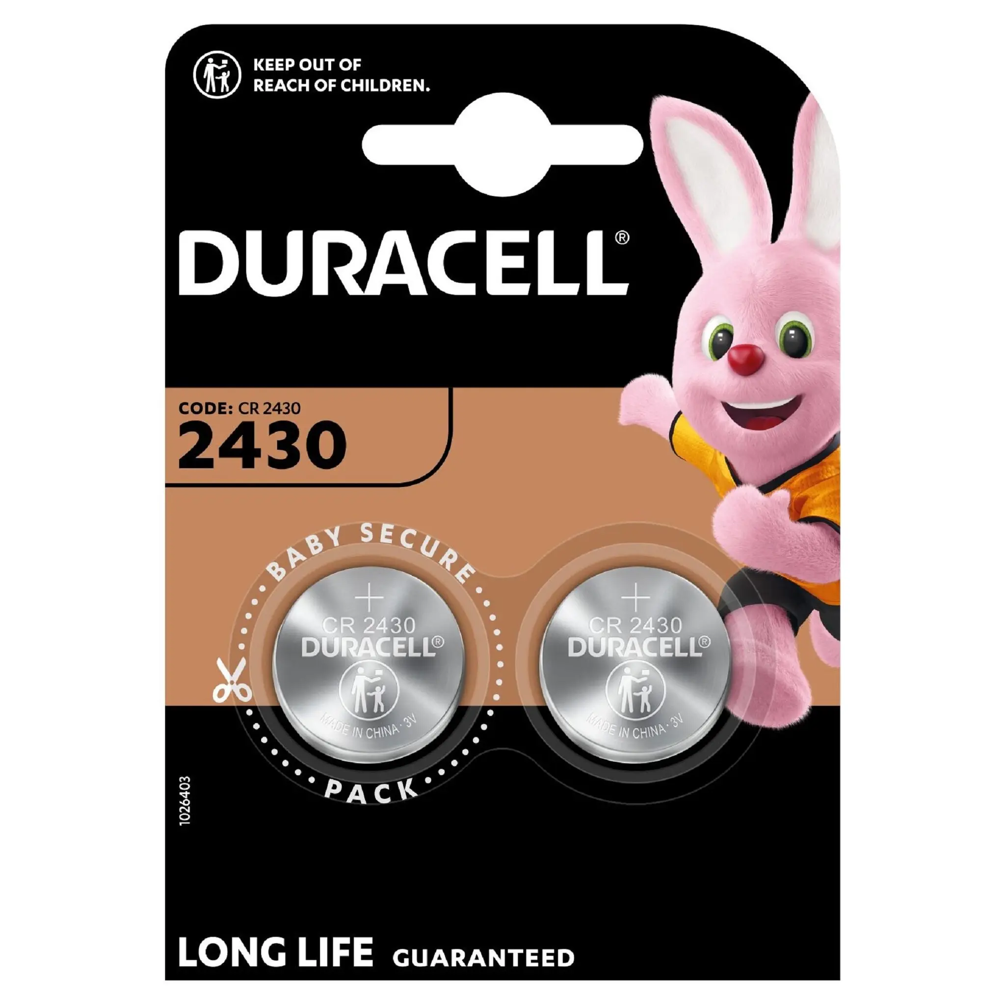 DURACELL Lot de 2 piles boutons au lithium CR2430